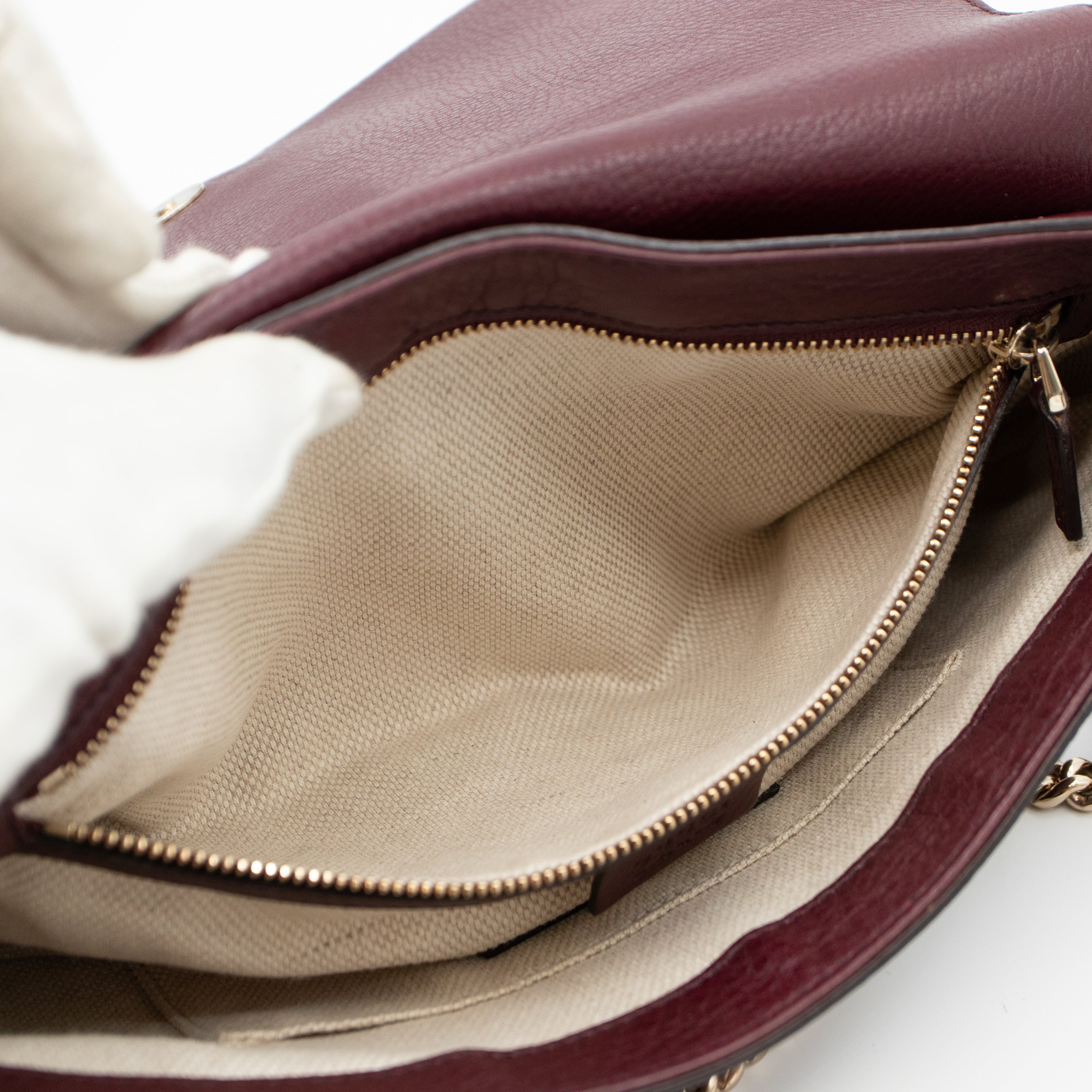 Soho Flap Chain Bag Burgundy Leather