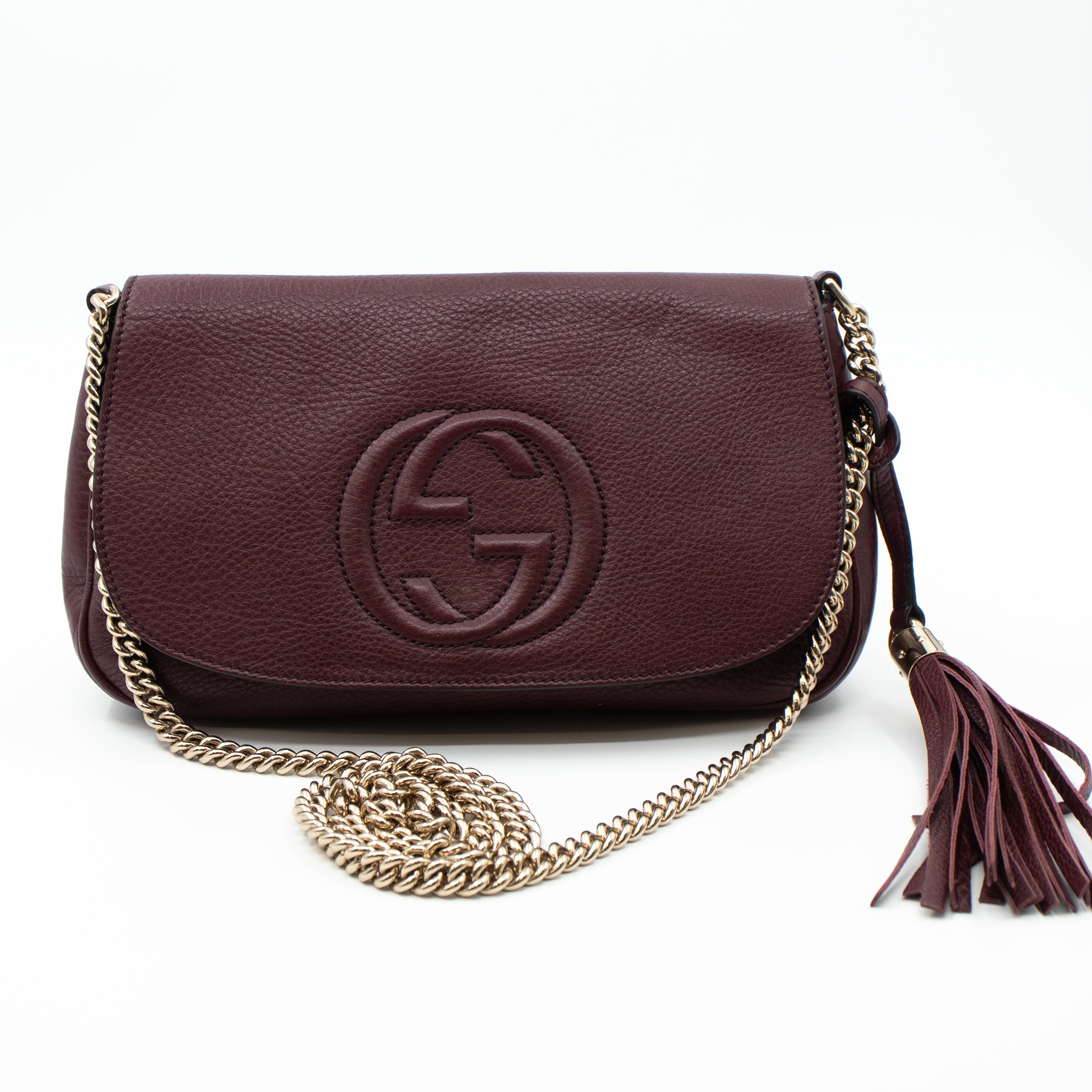 Soho Flap Chain Bag Burgundy Leather