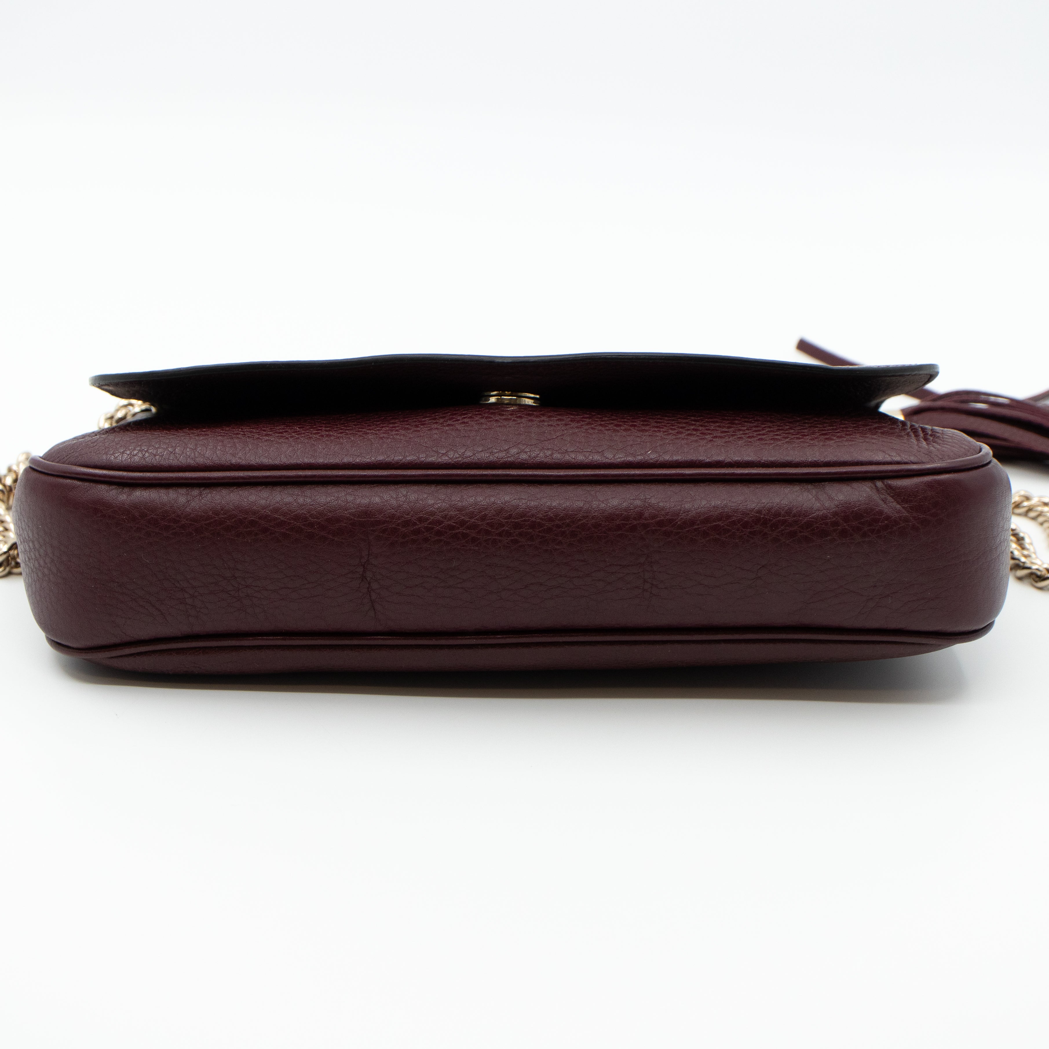 Soho Flap Chain Bag Burgundy Leather