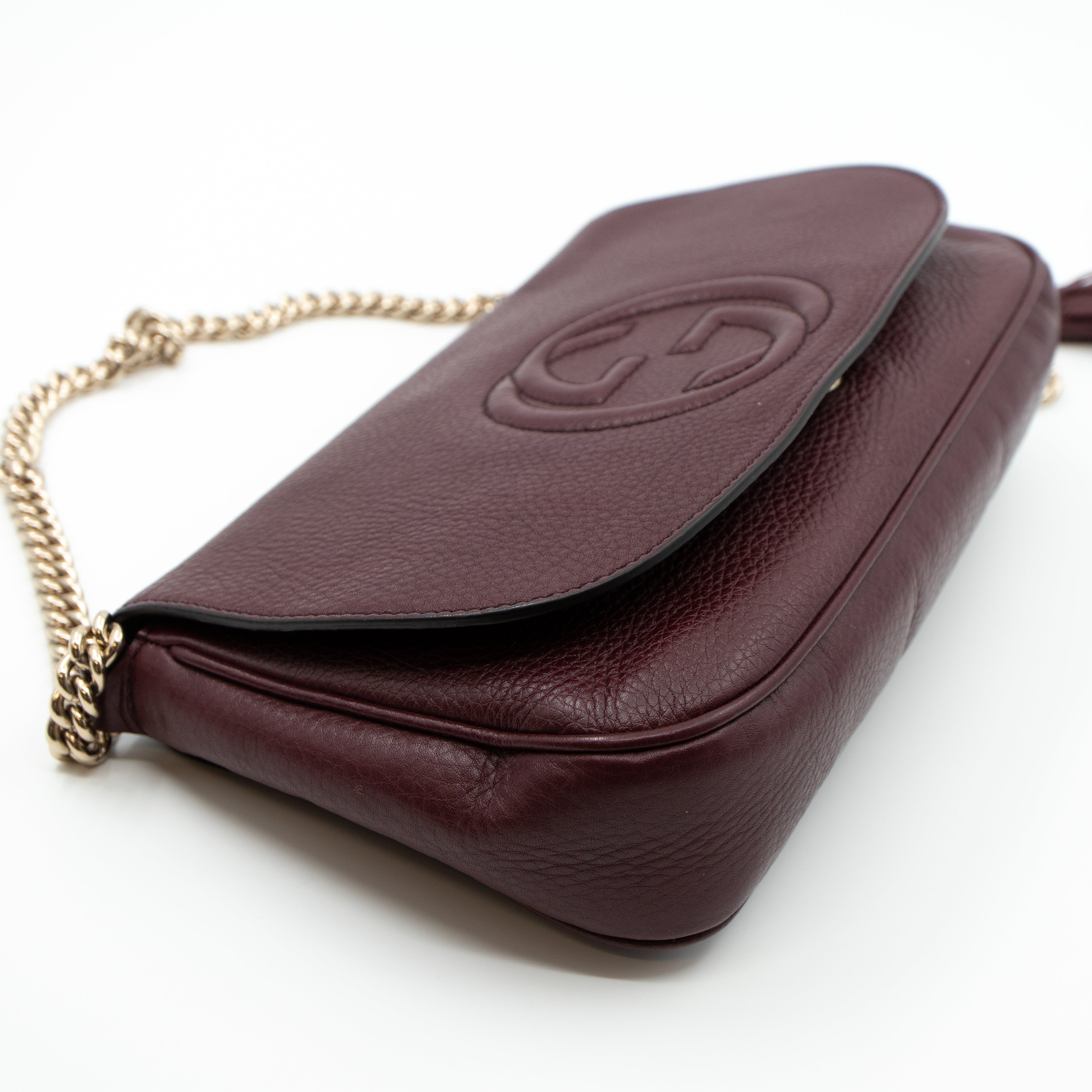 Soho Flap Chain Bag Burgundy Leather