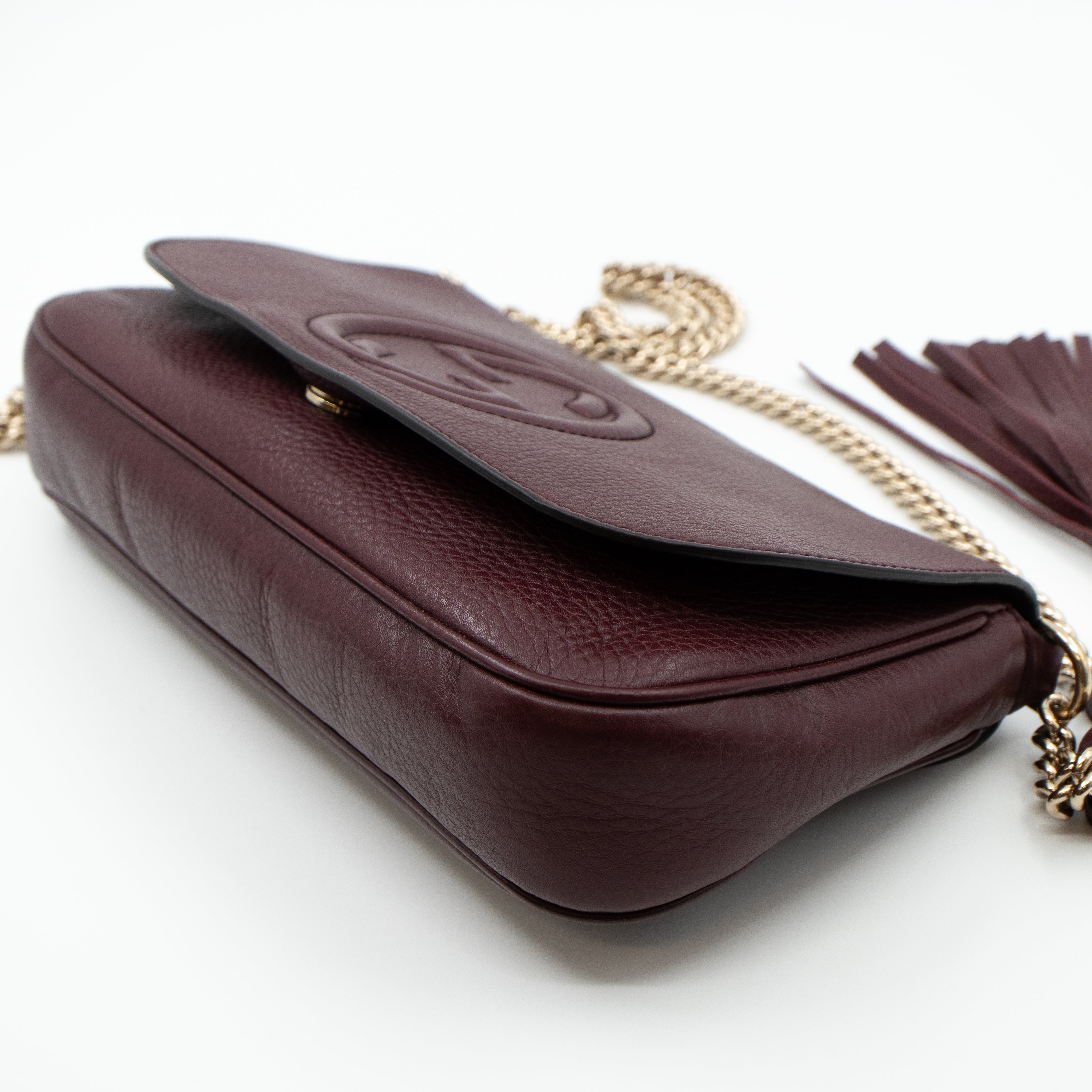 Soho Flap Chain Bag Burgundy Leather