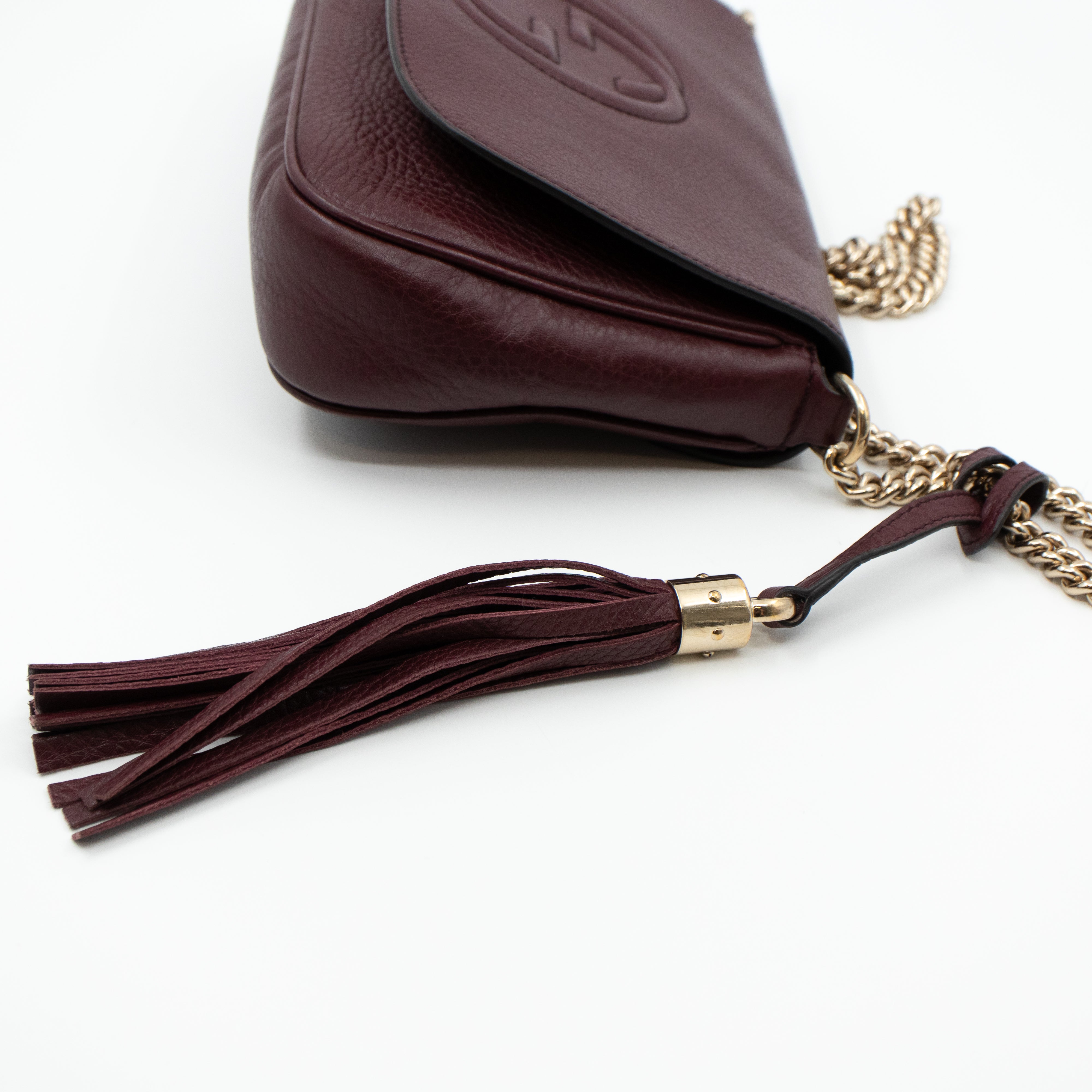 Soho Flap Chain Bag Burgundy Leather