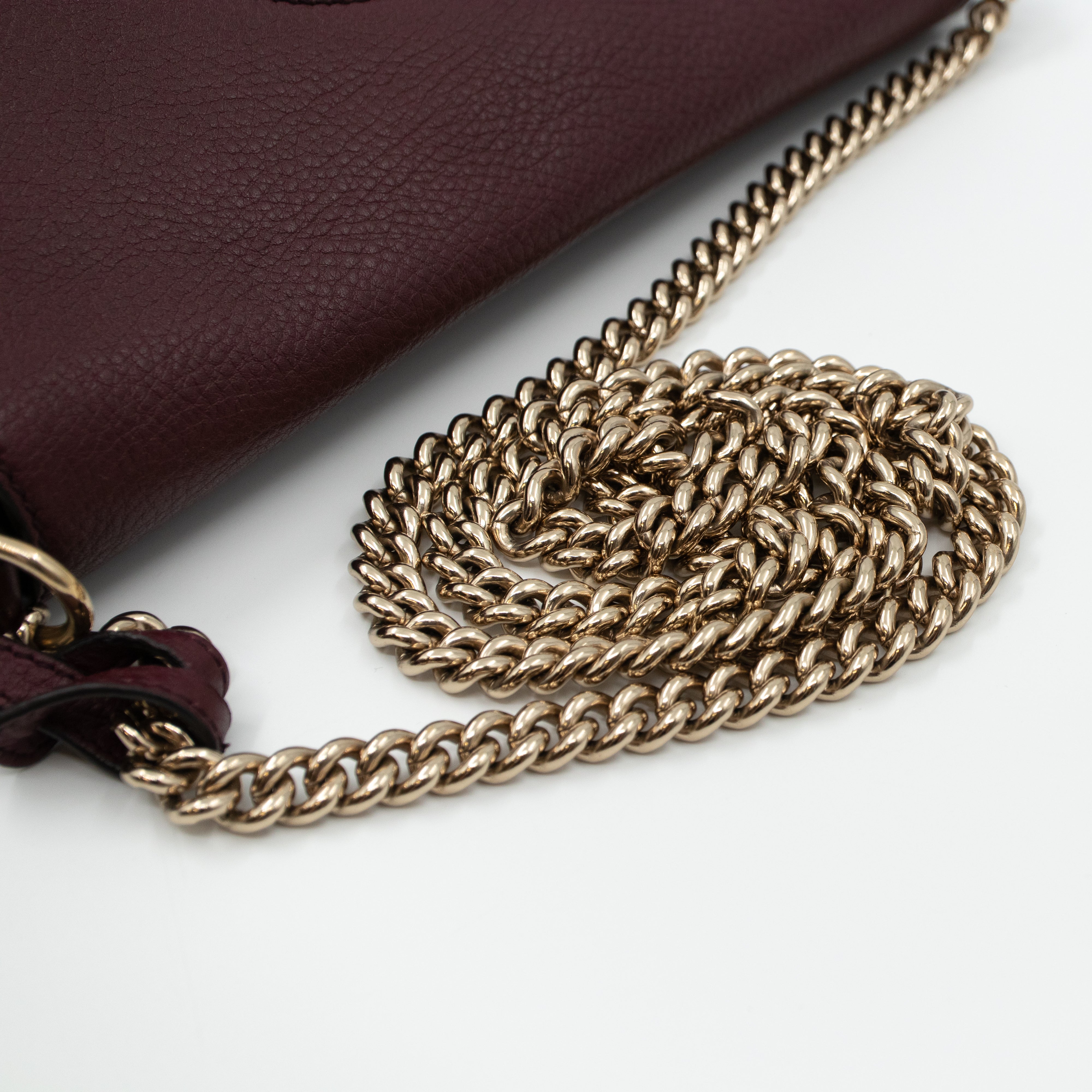 Soho Flap Chain Bag Burgundy Leather