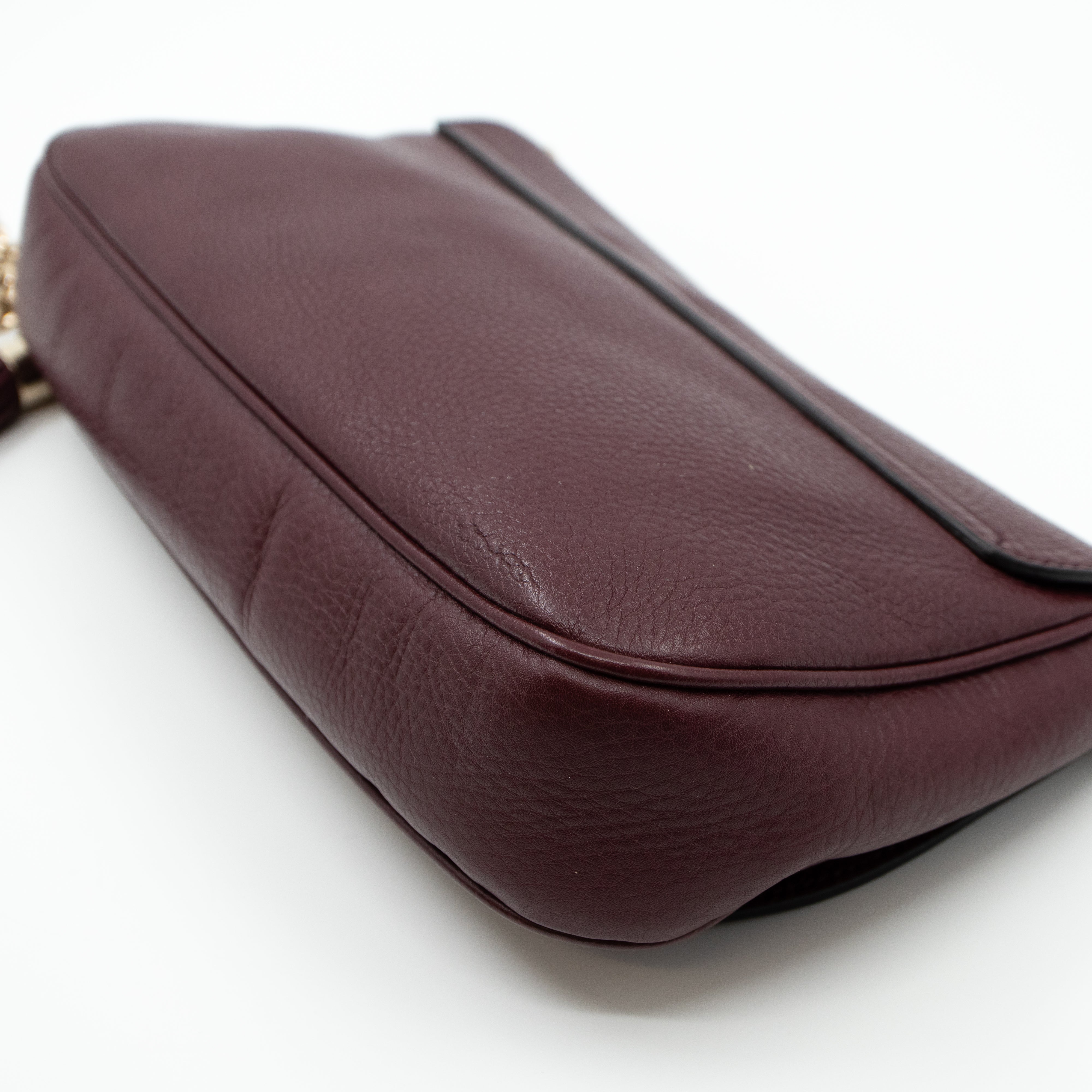 Soho Flap Chain Bag Burgundy Leather