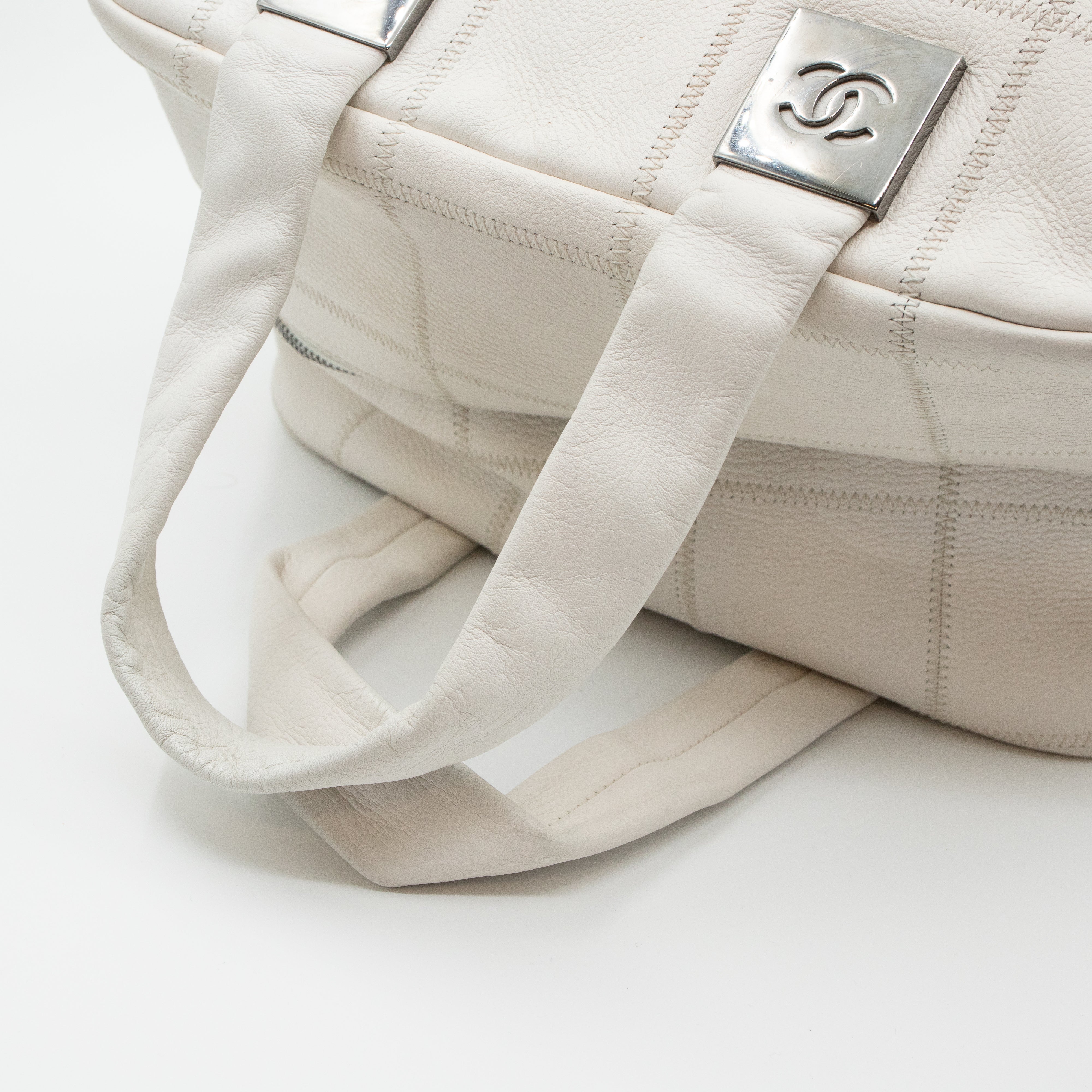 Boston Bag Quilted White Leather