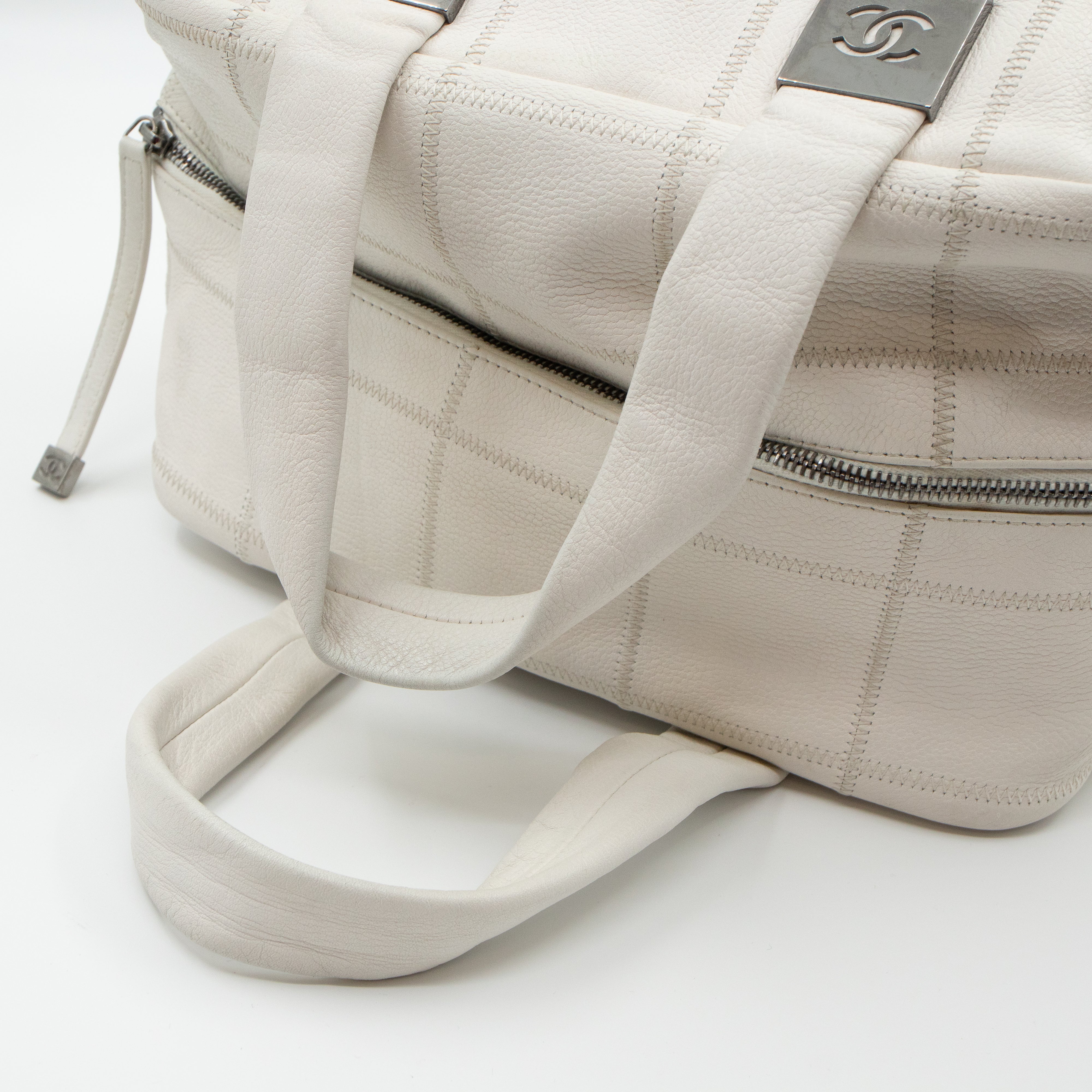 Boston Bag Quilted White Leather