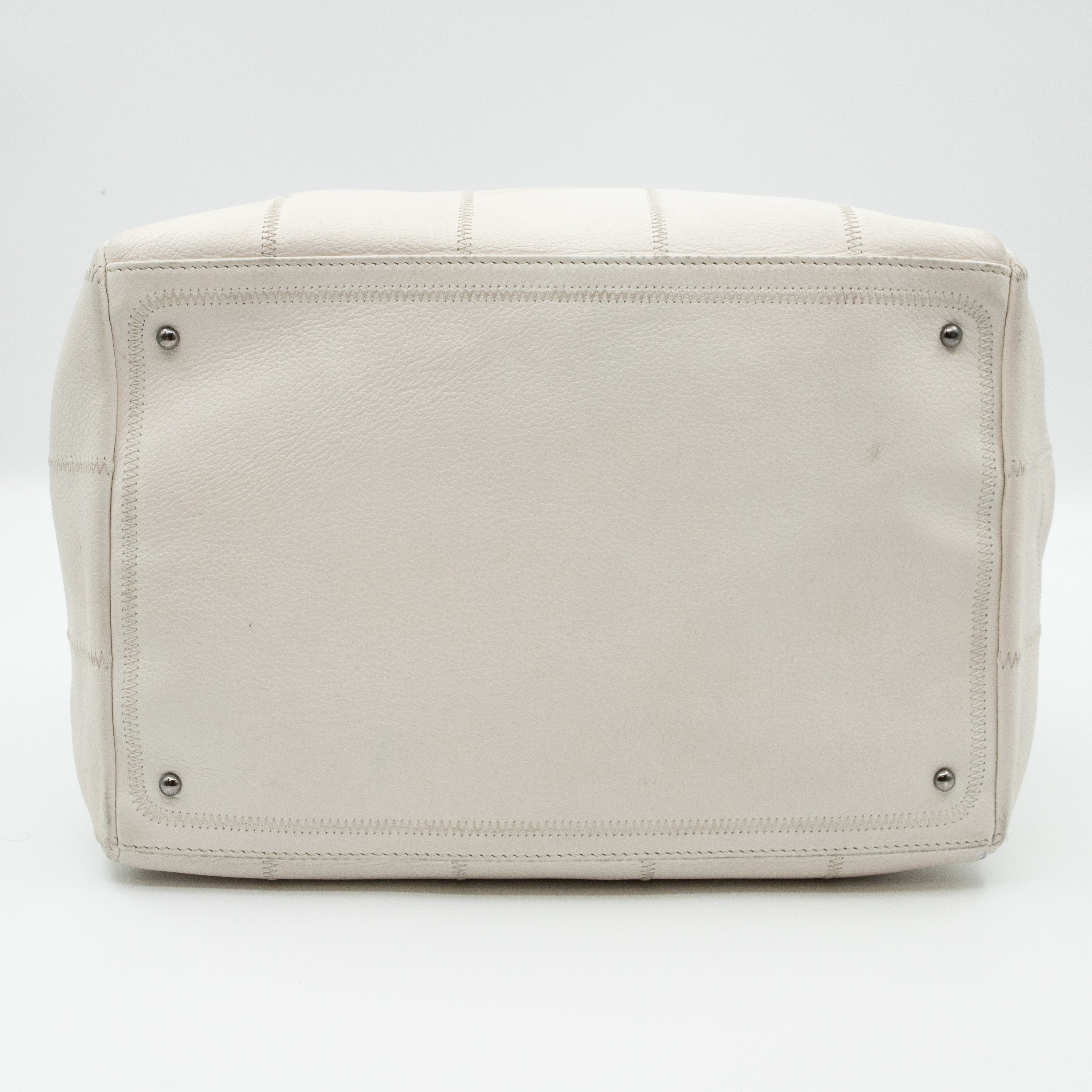 Boston Bag Quilted White Leather