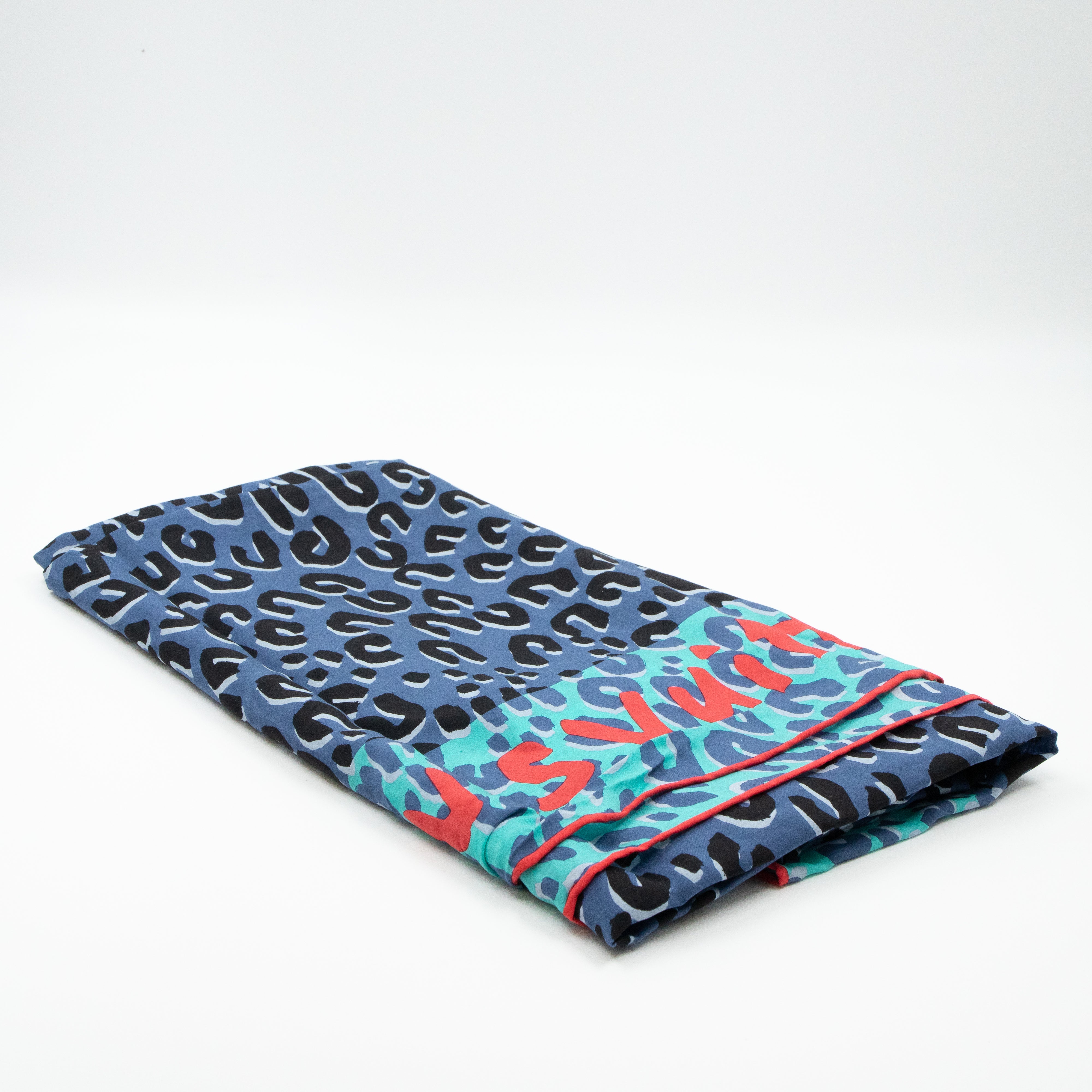 Leopard Silk Scarf Blue Orange