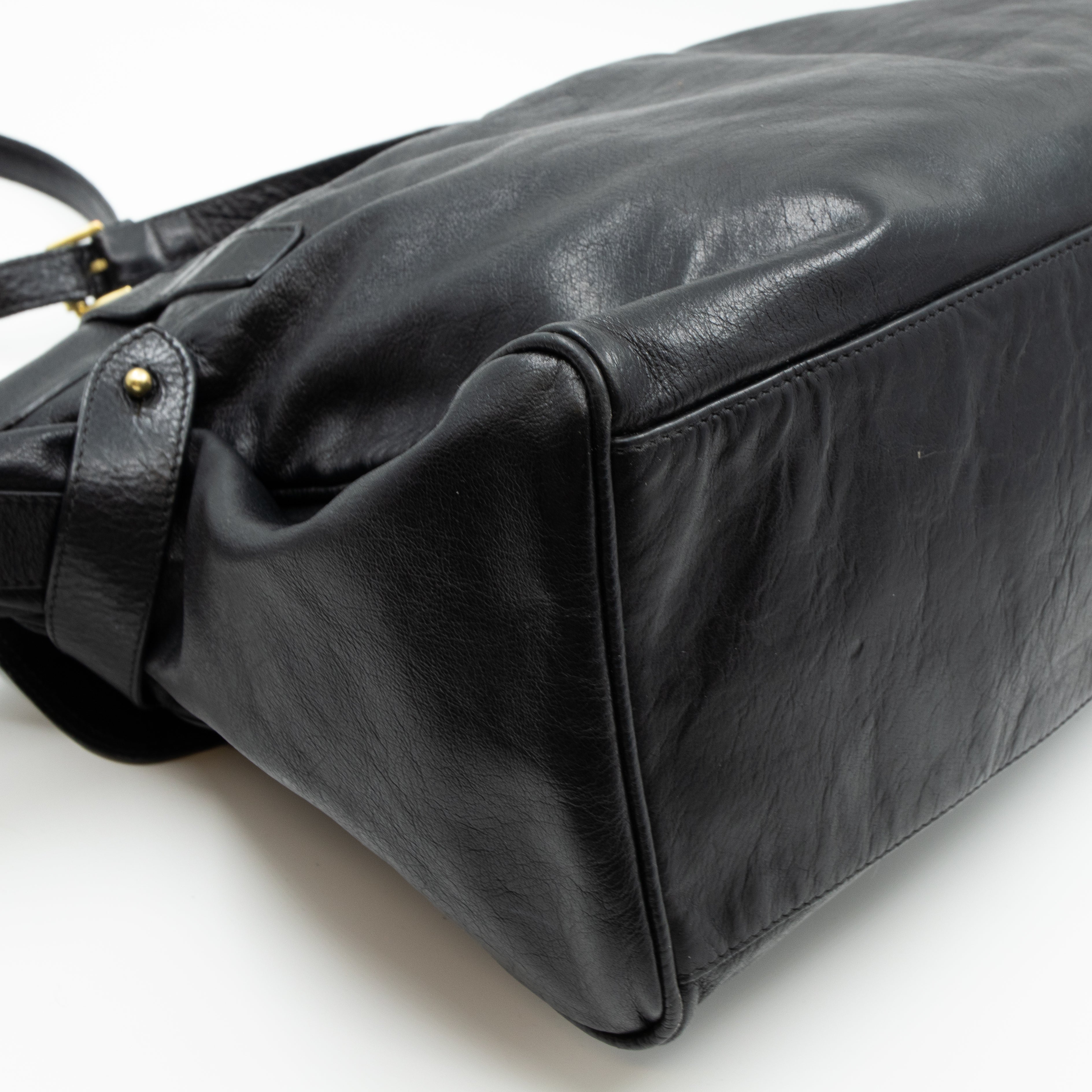 Alexa Oversized Black Leather