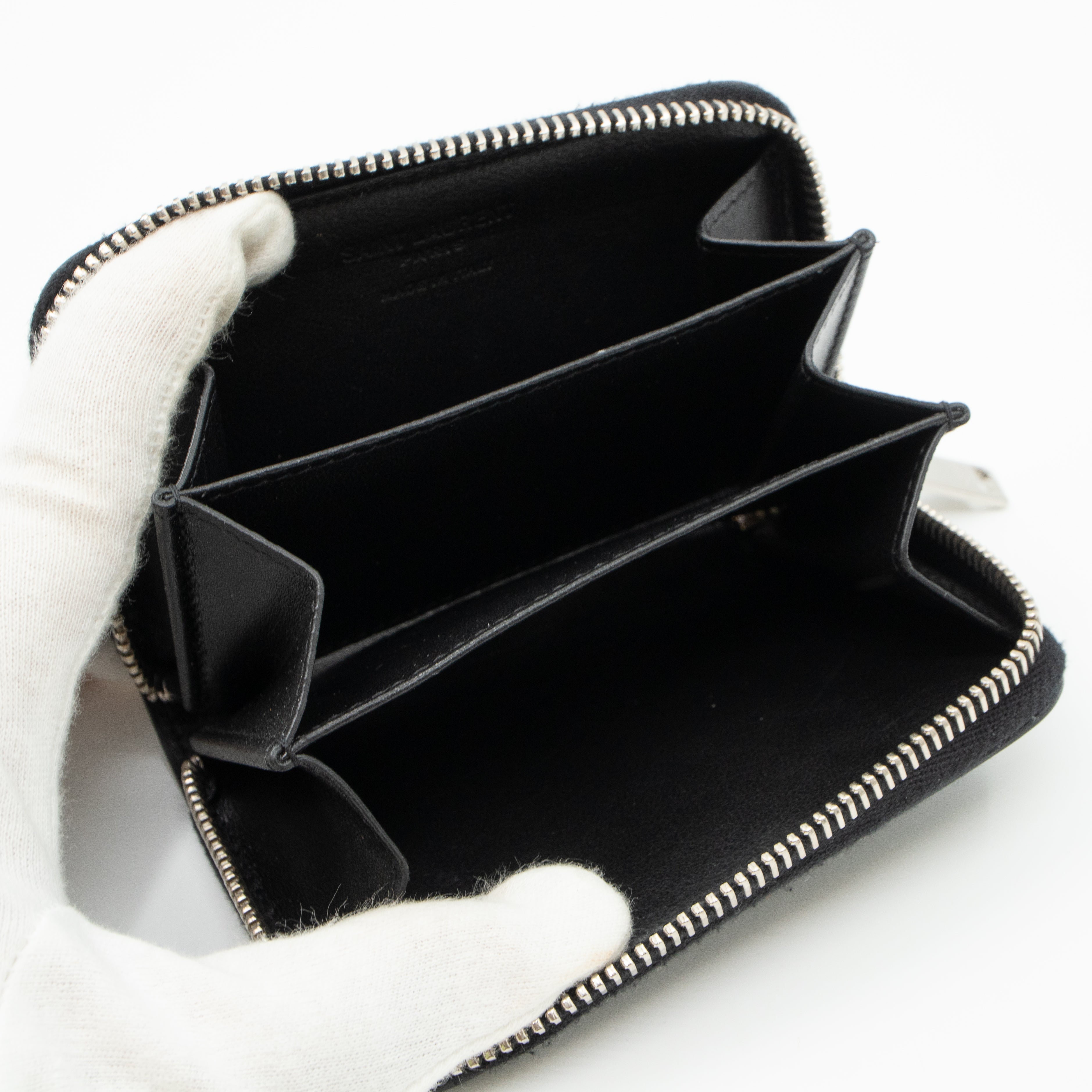Zip Around Coin Purse Black Leather