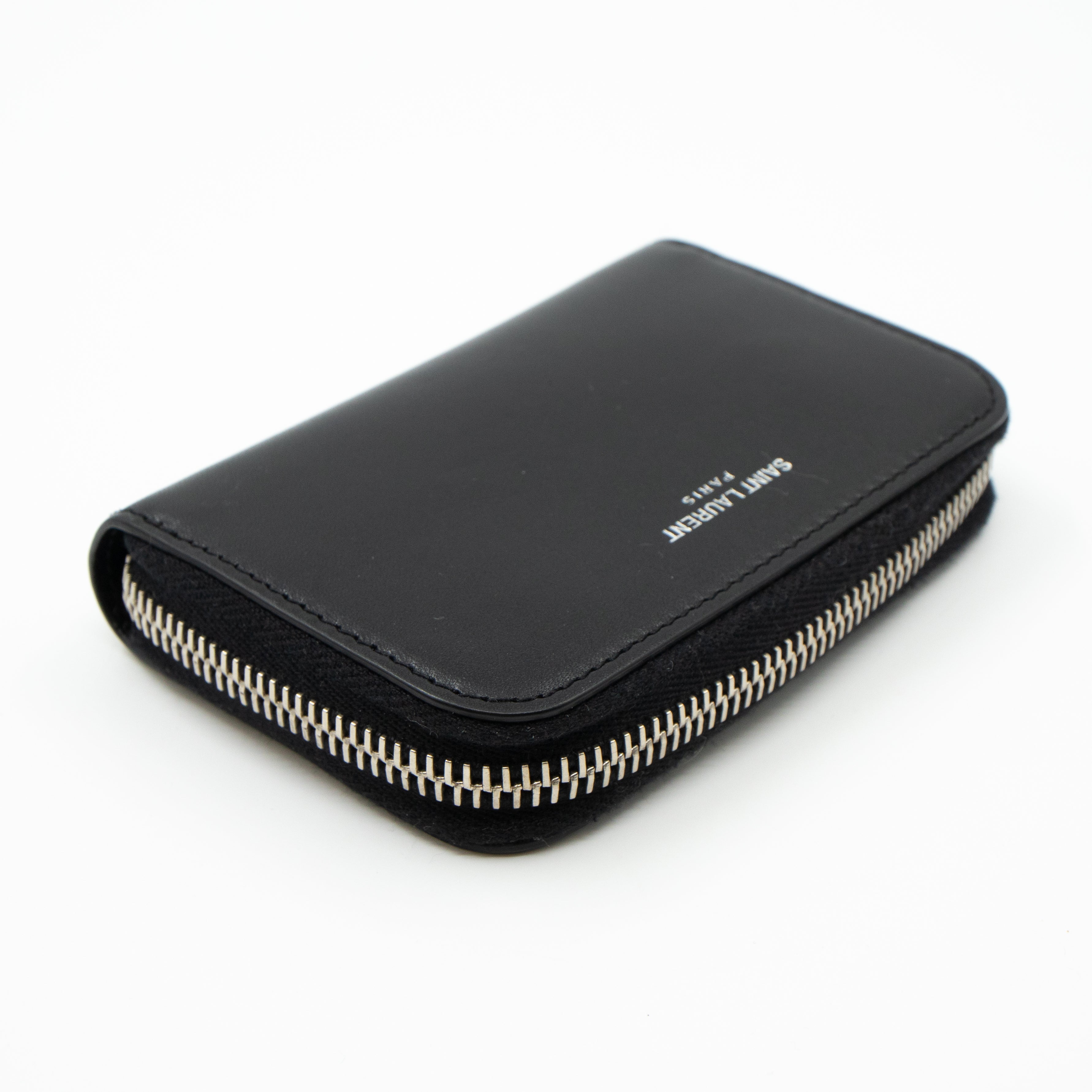 Zip Around Coin Purse Black Leather