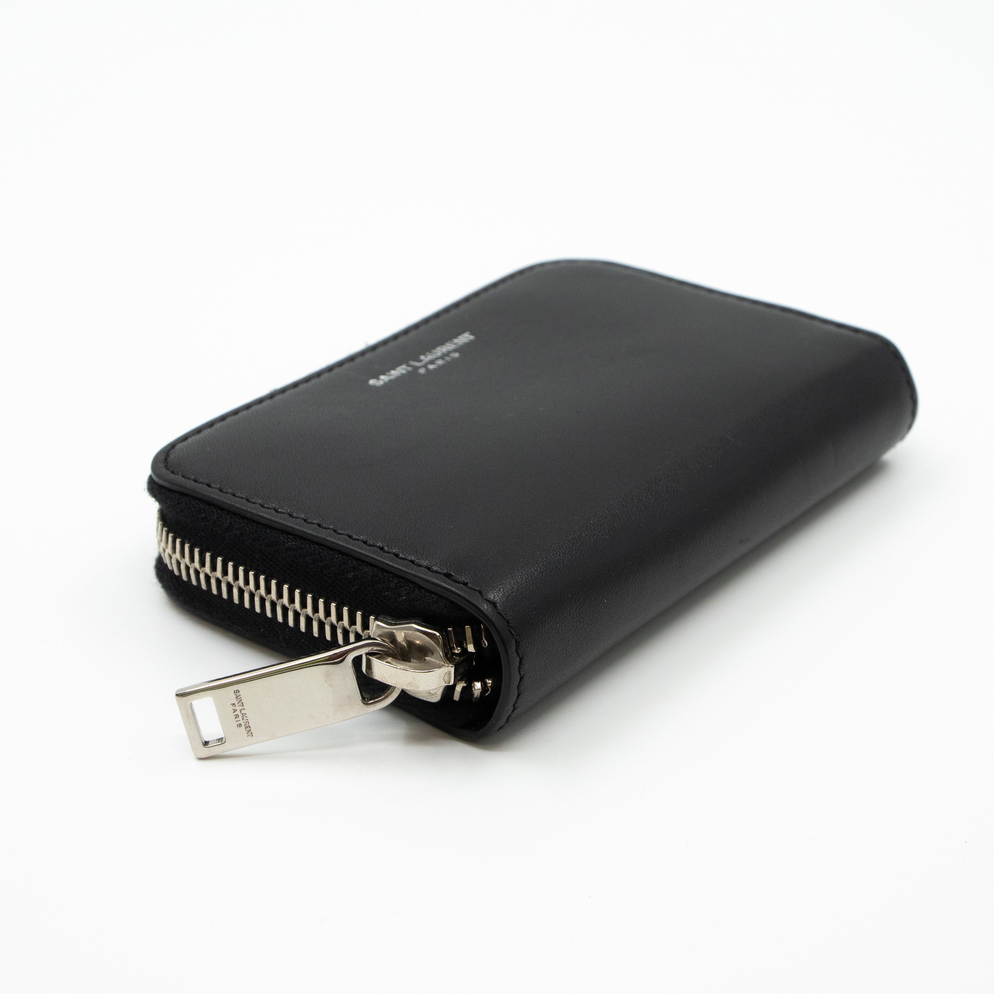 Zip Around Coin Purse Black Leather