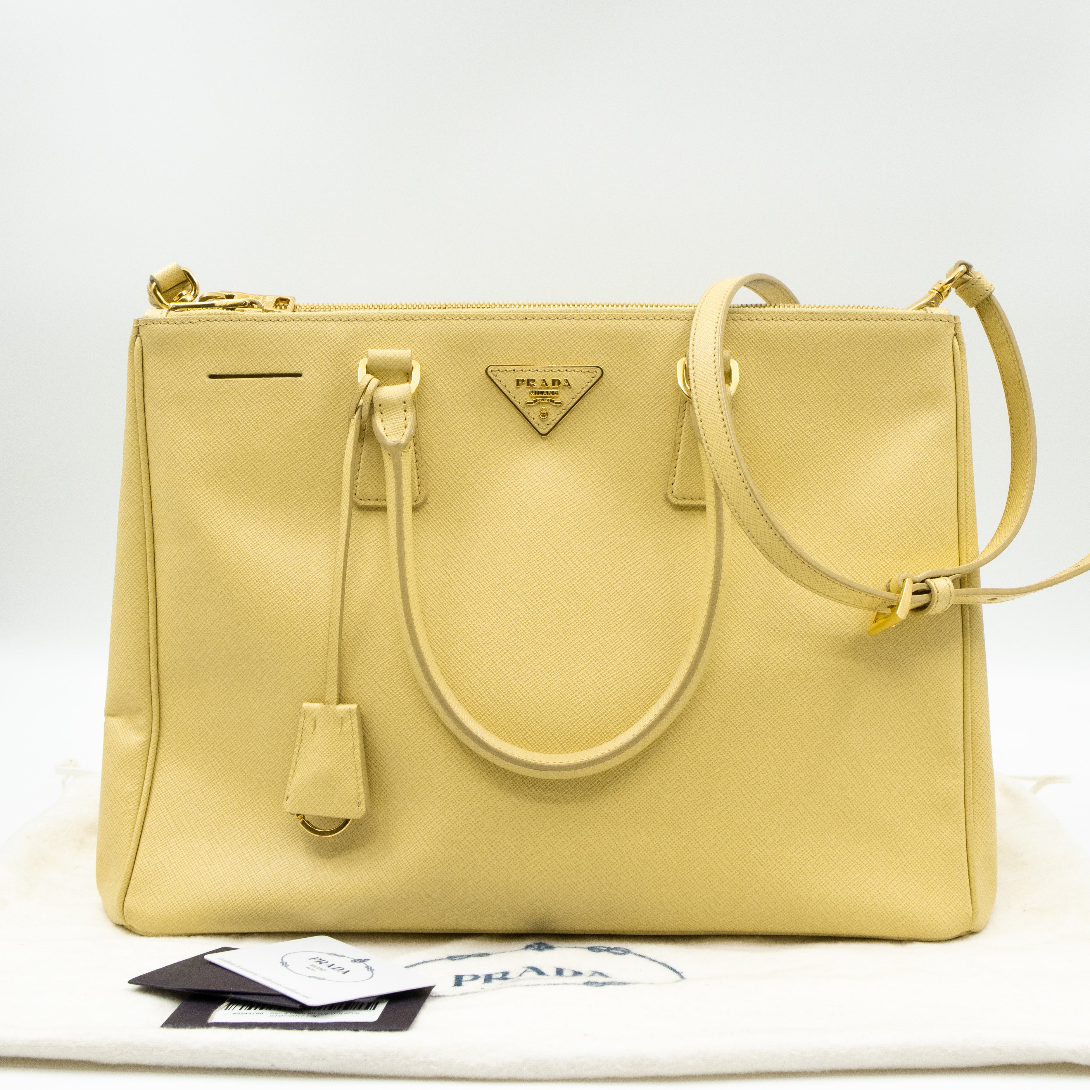 Galleria Large Double Zip Yellow Saffiano