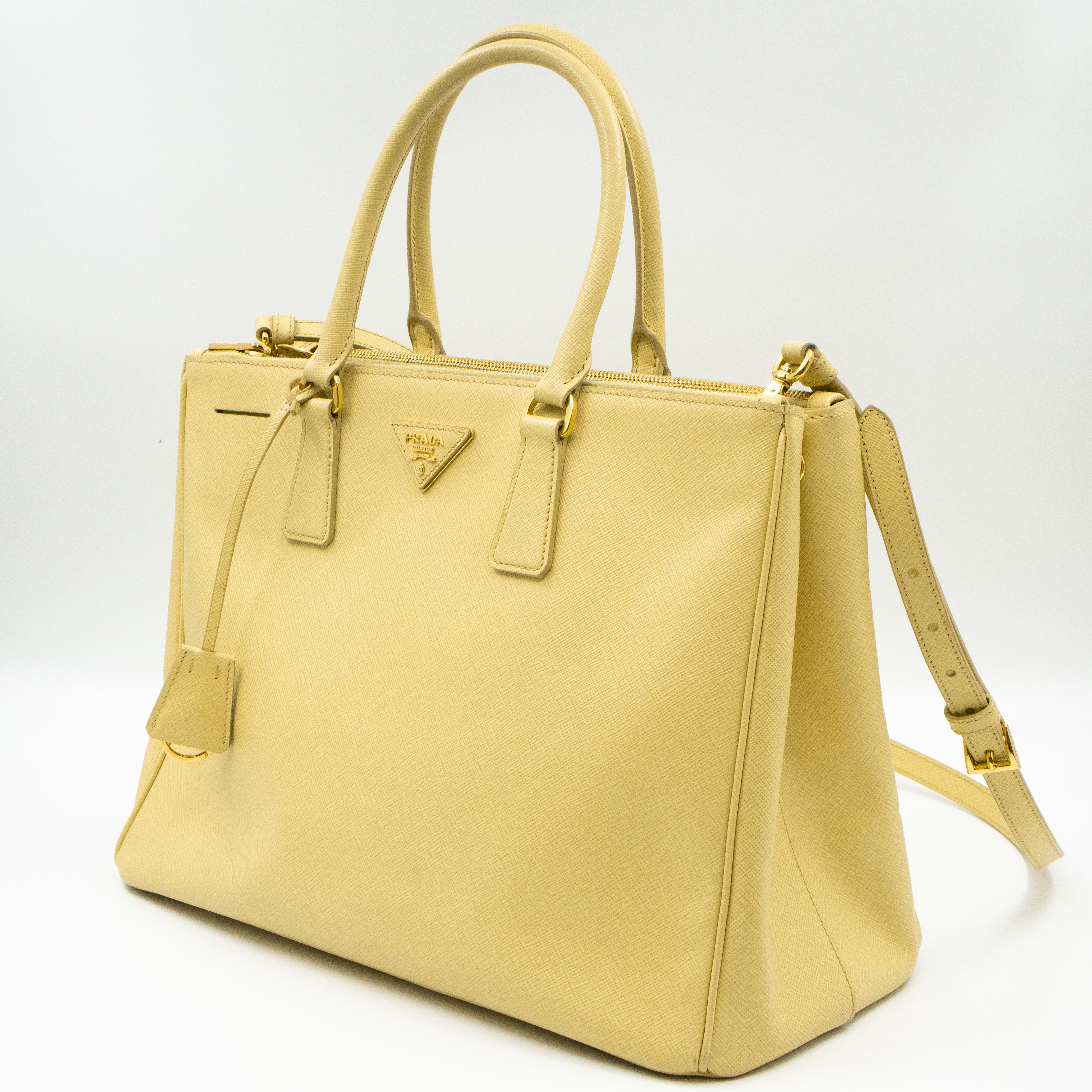 Galleria Large Double Zip Yellow Saffiano