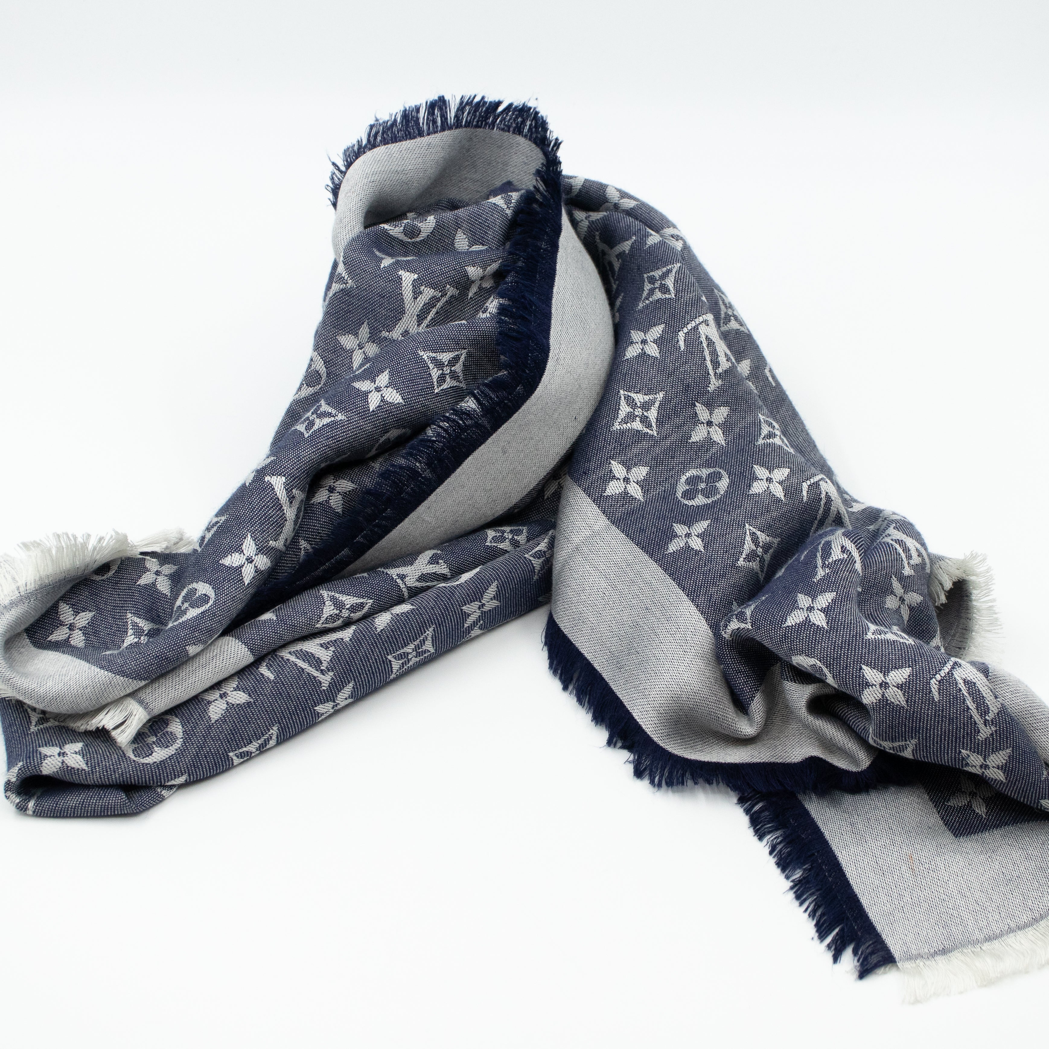 Monogram Denim Shawl Blue