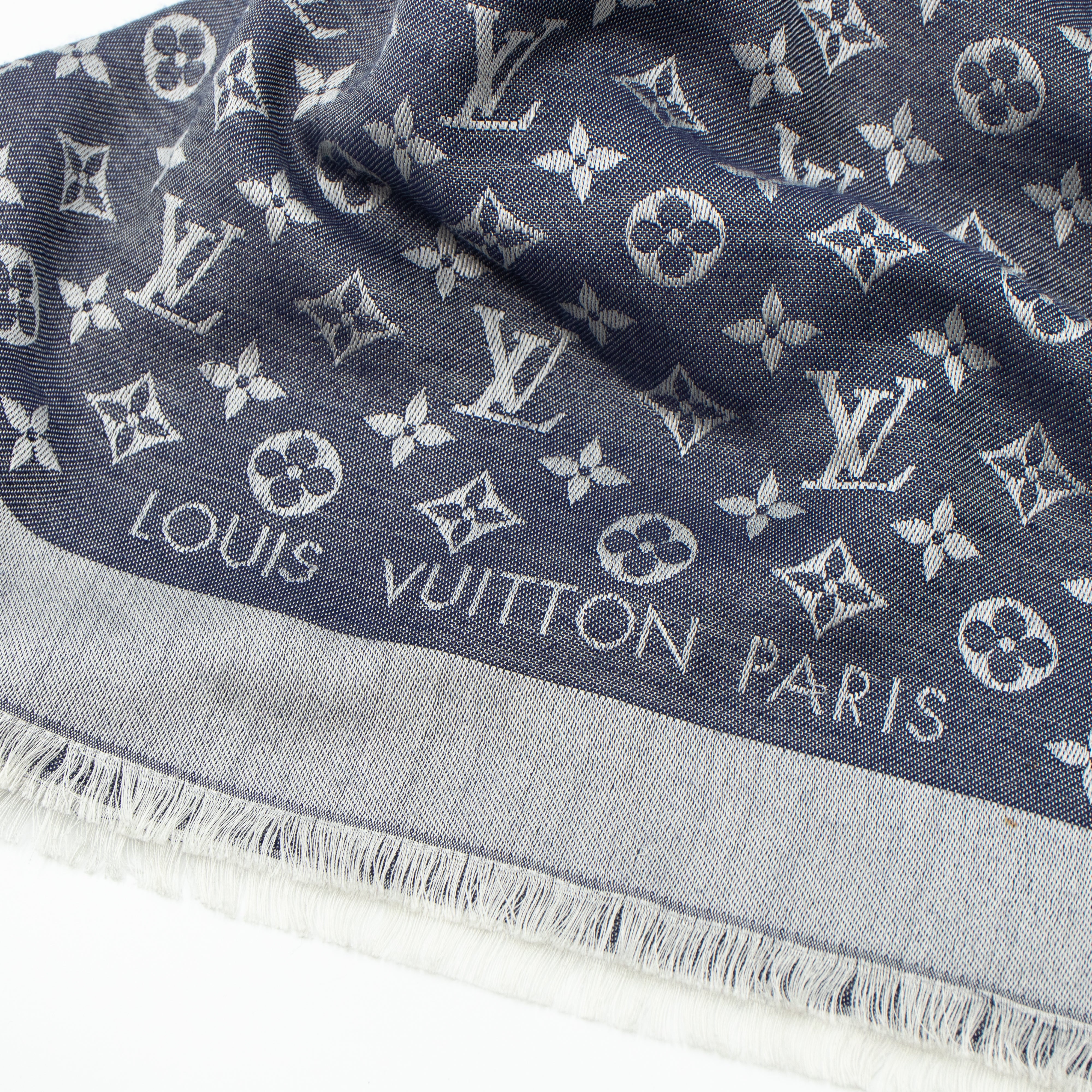 Monogram Denim Shawl Blue