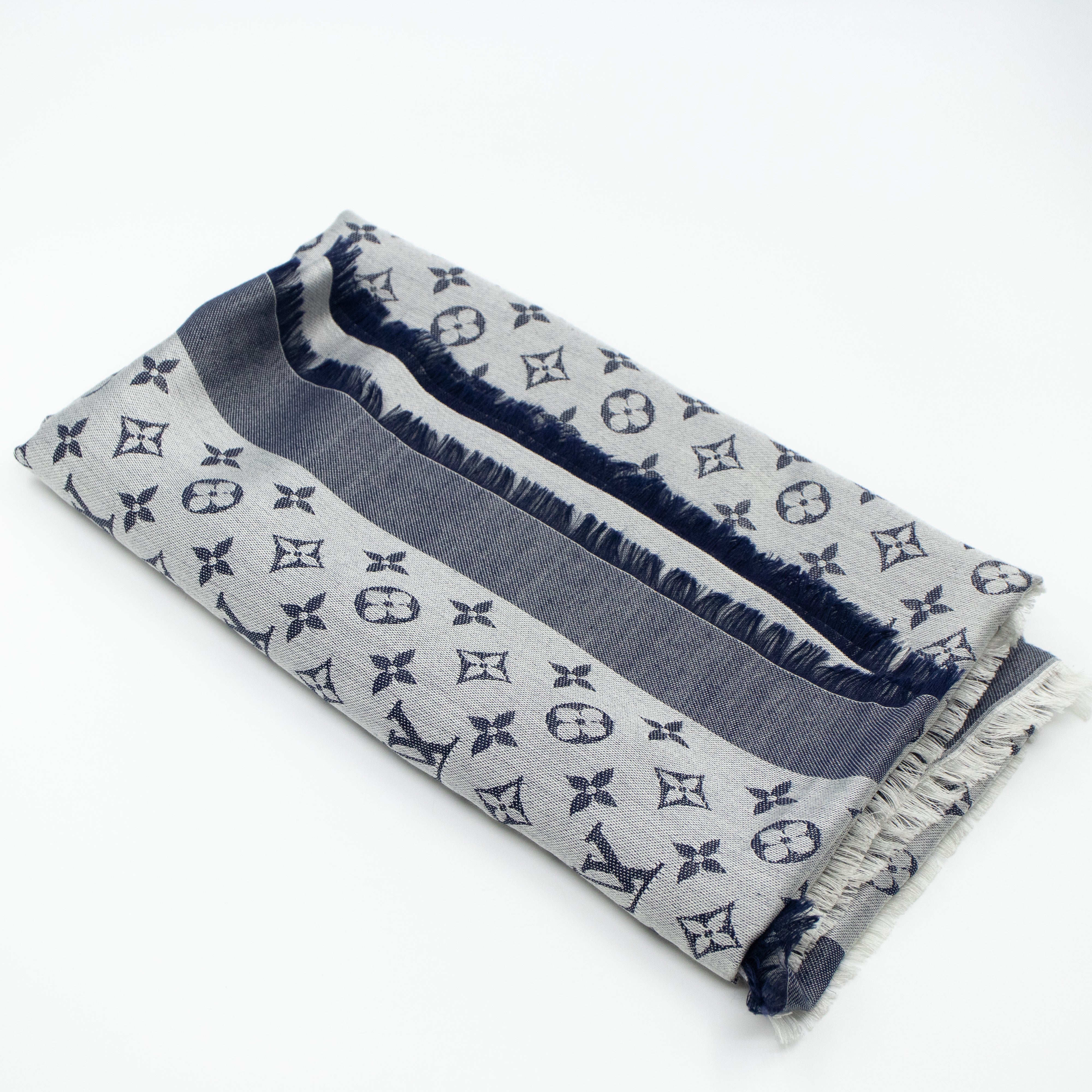 Monogram Denim Shawl Blue