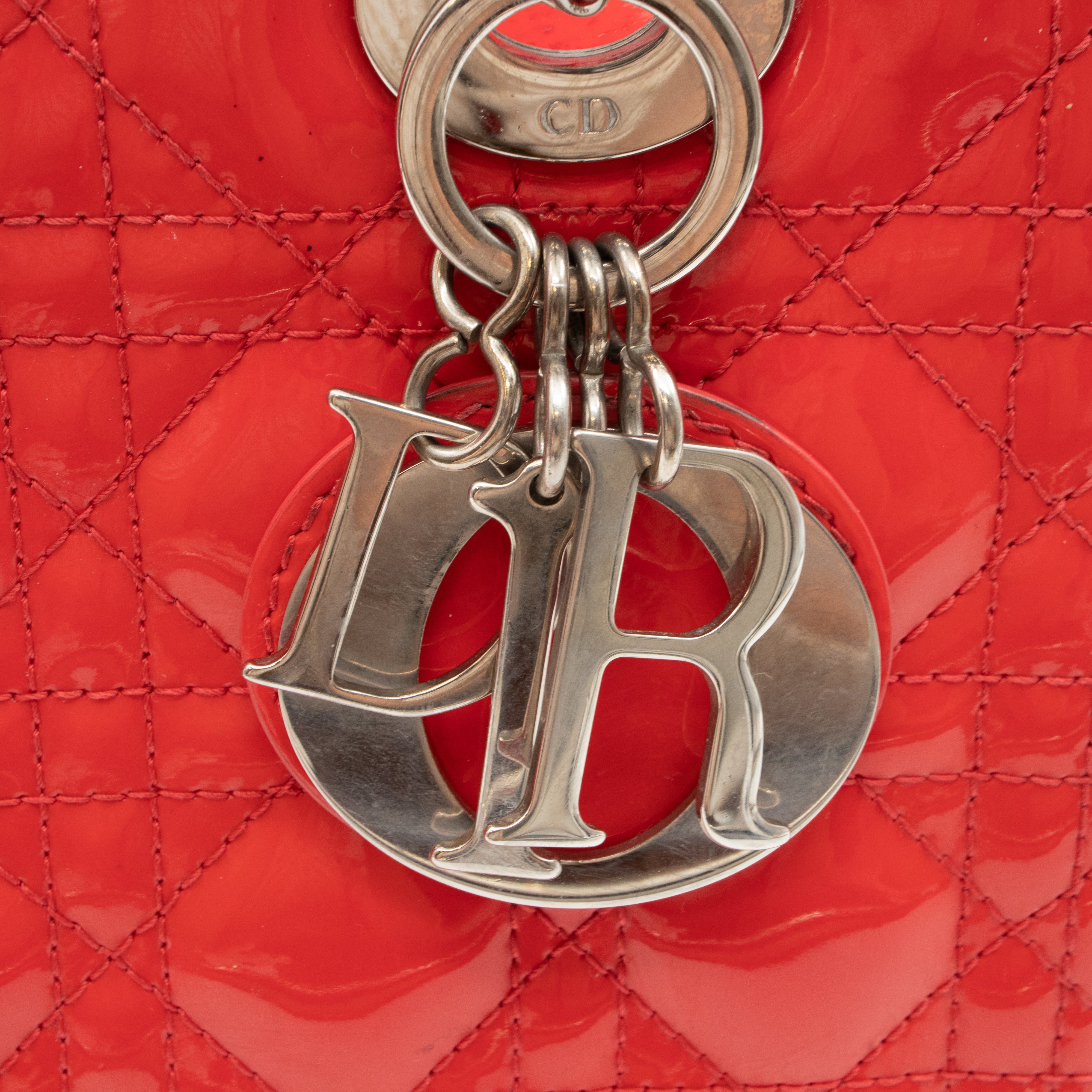 Lady Dior Medium Coral Patent Leather