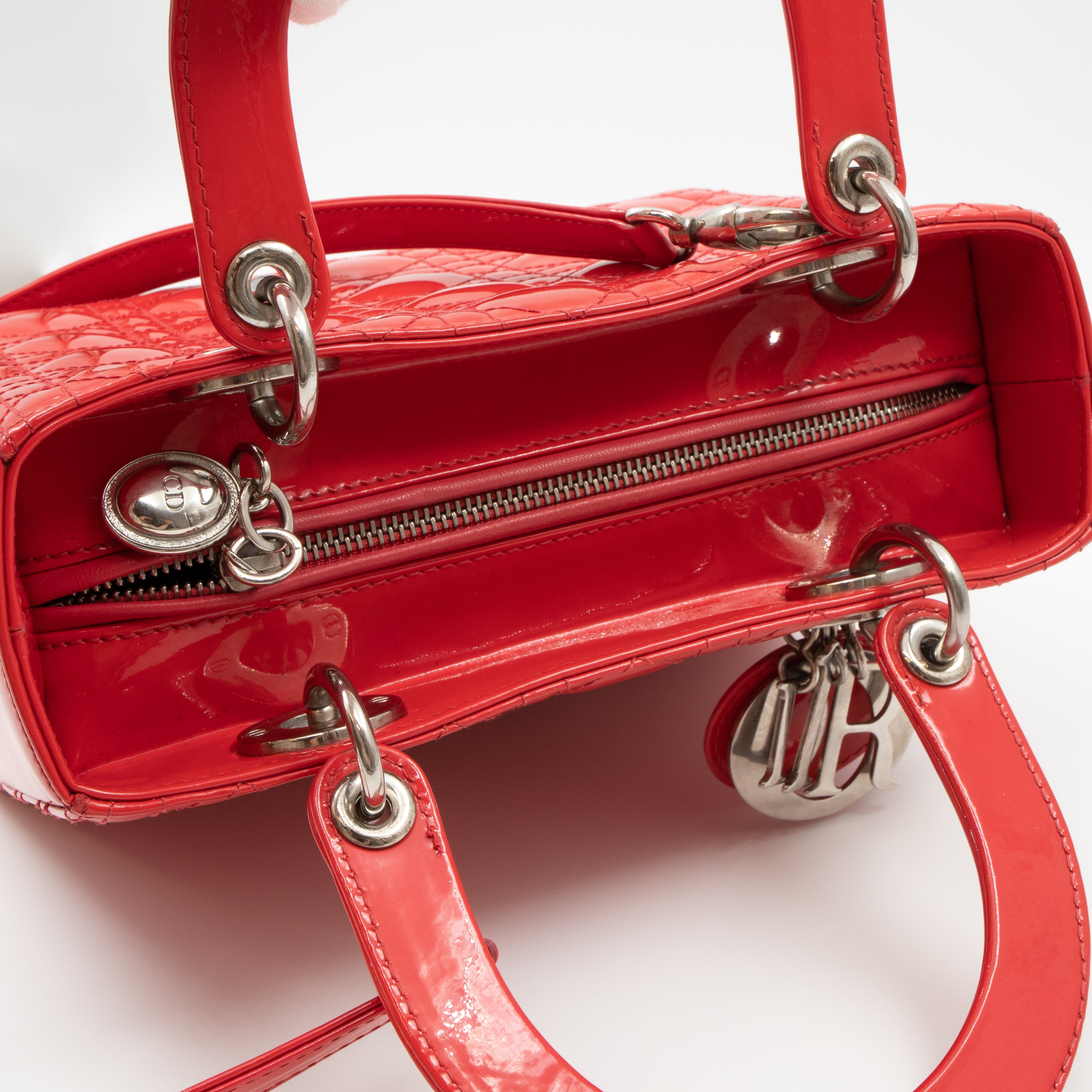 Lady Dior Medium Coral Patent Leather