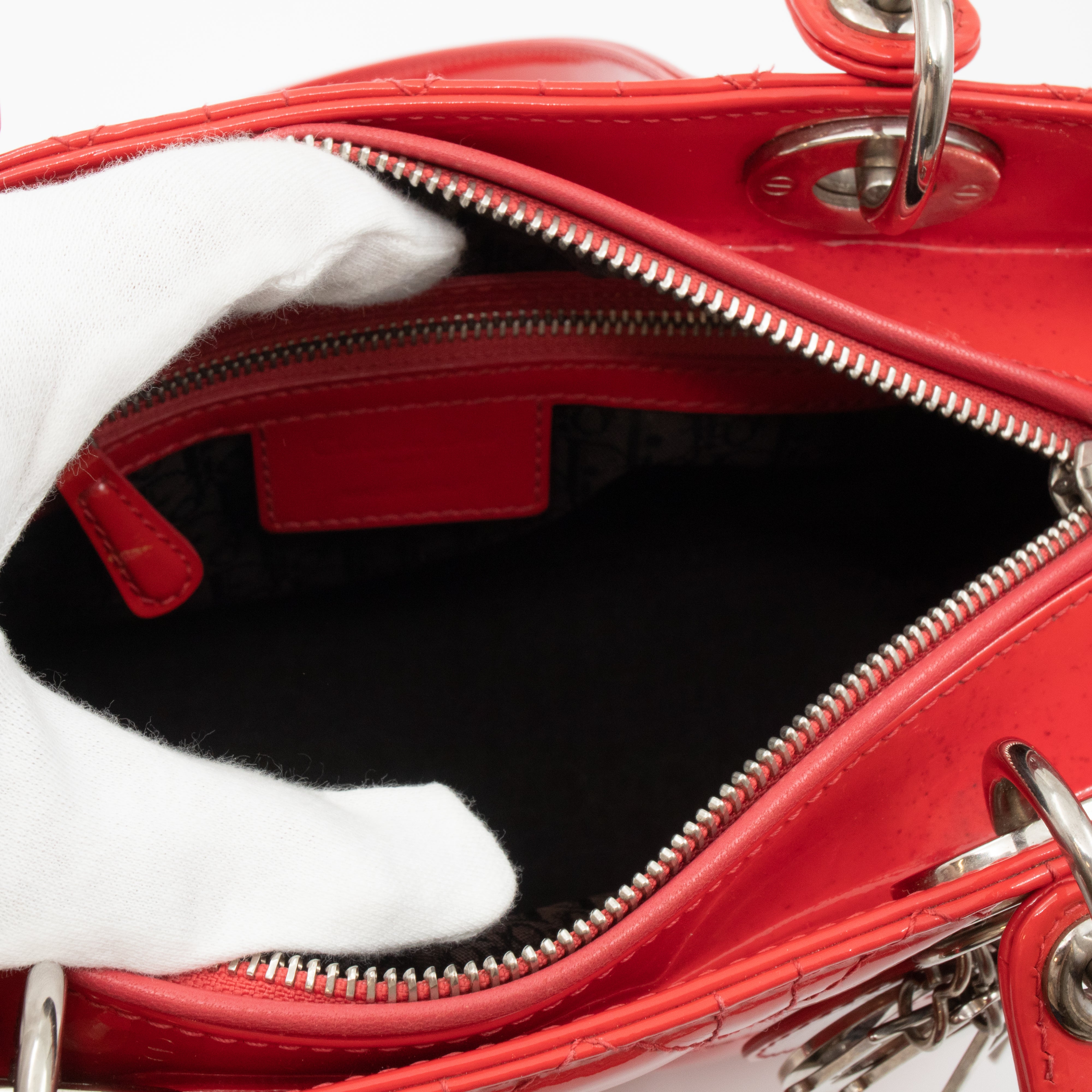 Lady Dior Medium Coral Patent Leather