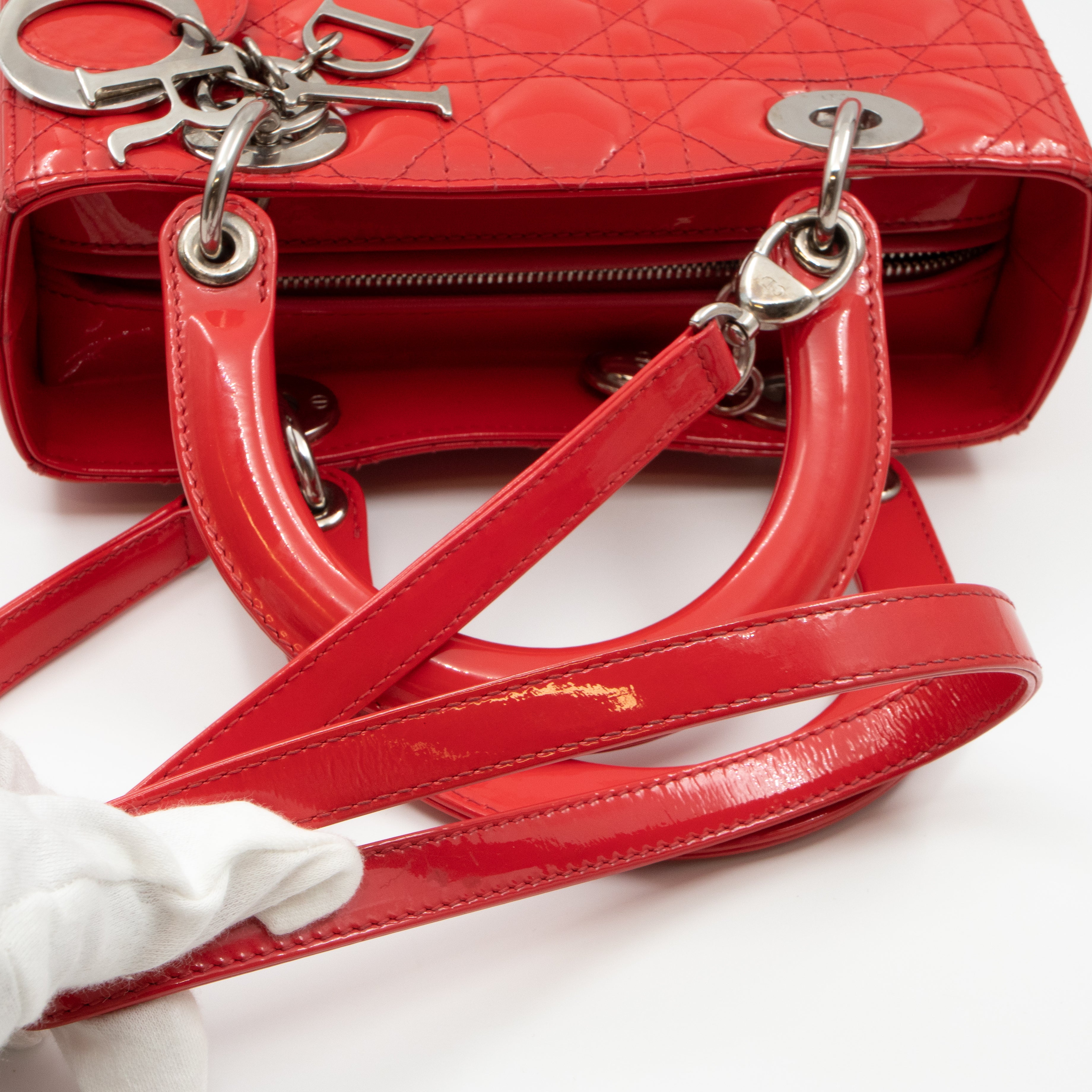 Lady Dior Medium Coral Patent Leather