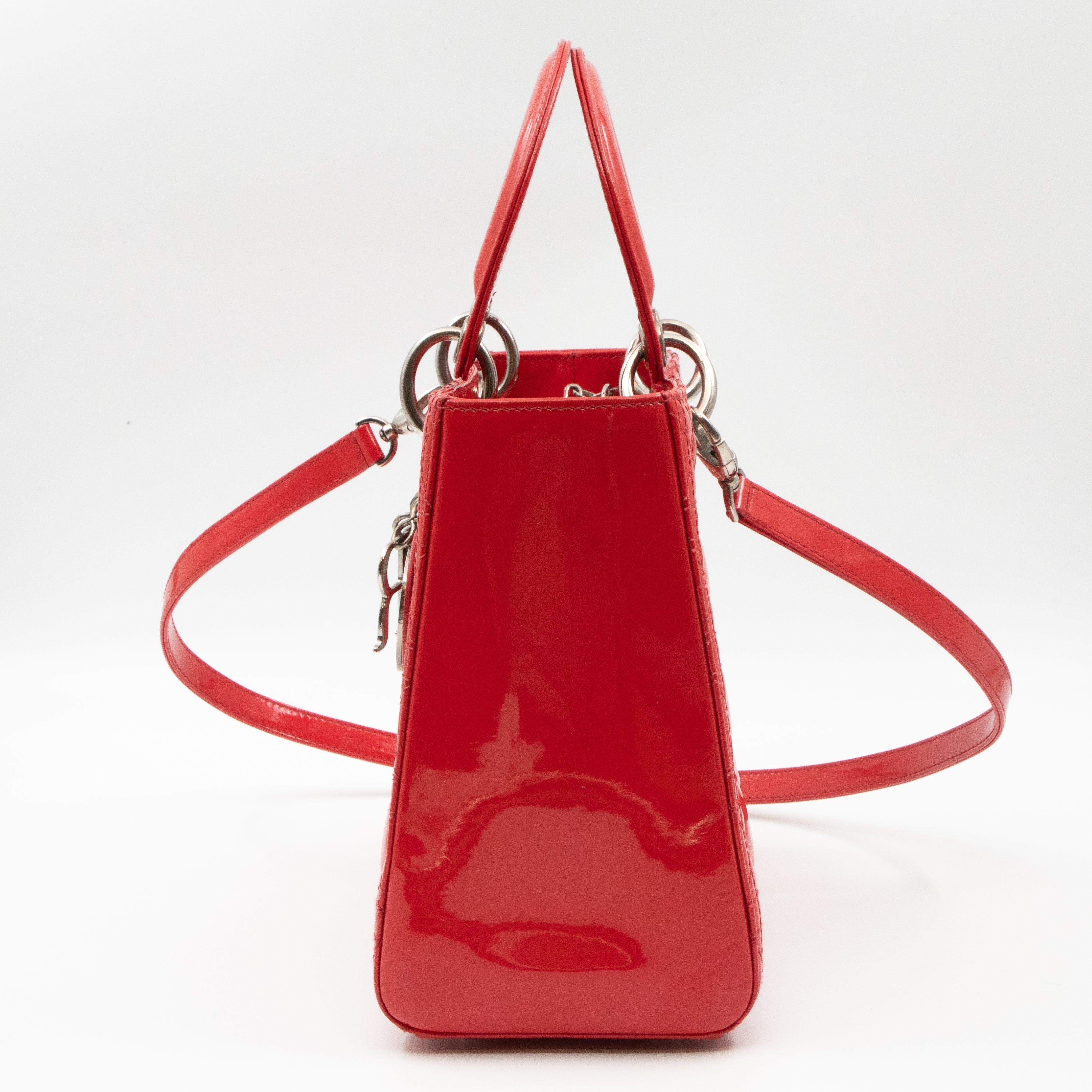 Lady Dior Medium Coral Patent Leather