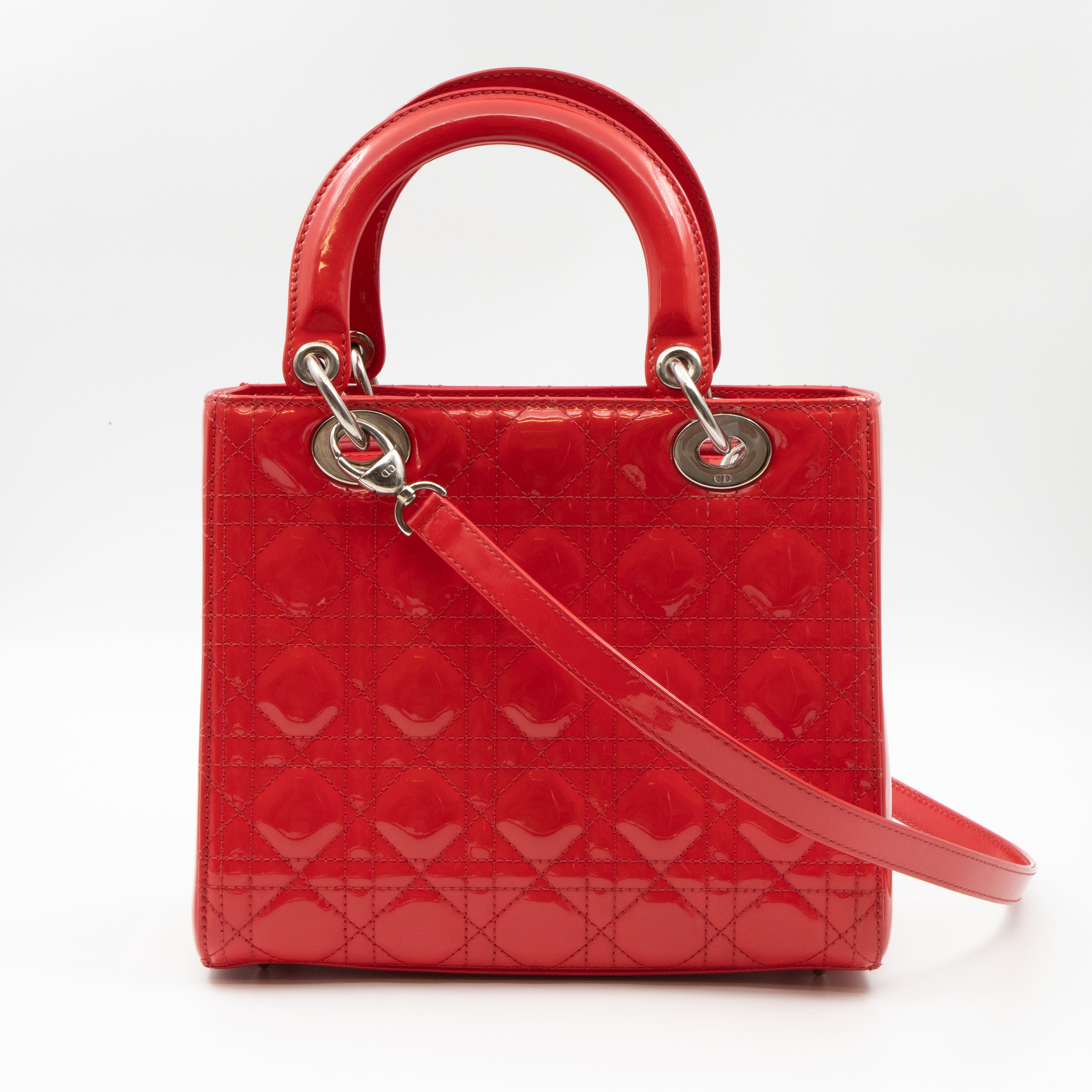 Lady Dior Medium Coral Patent Leather