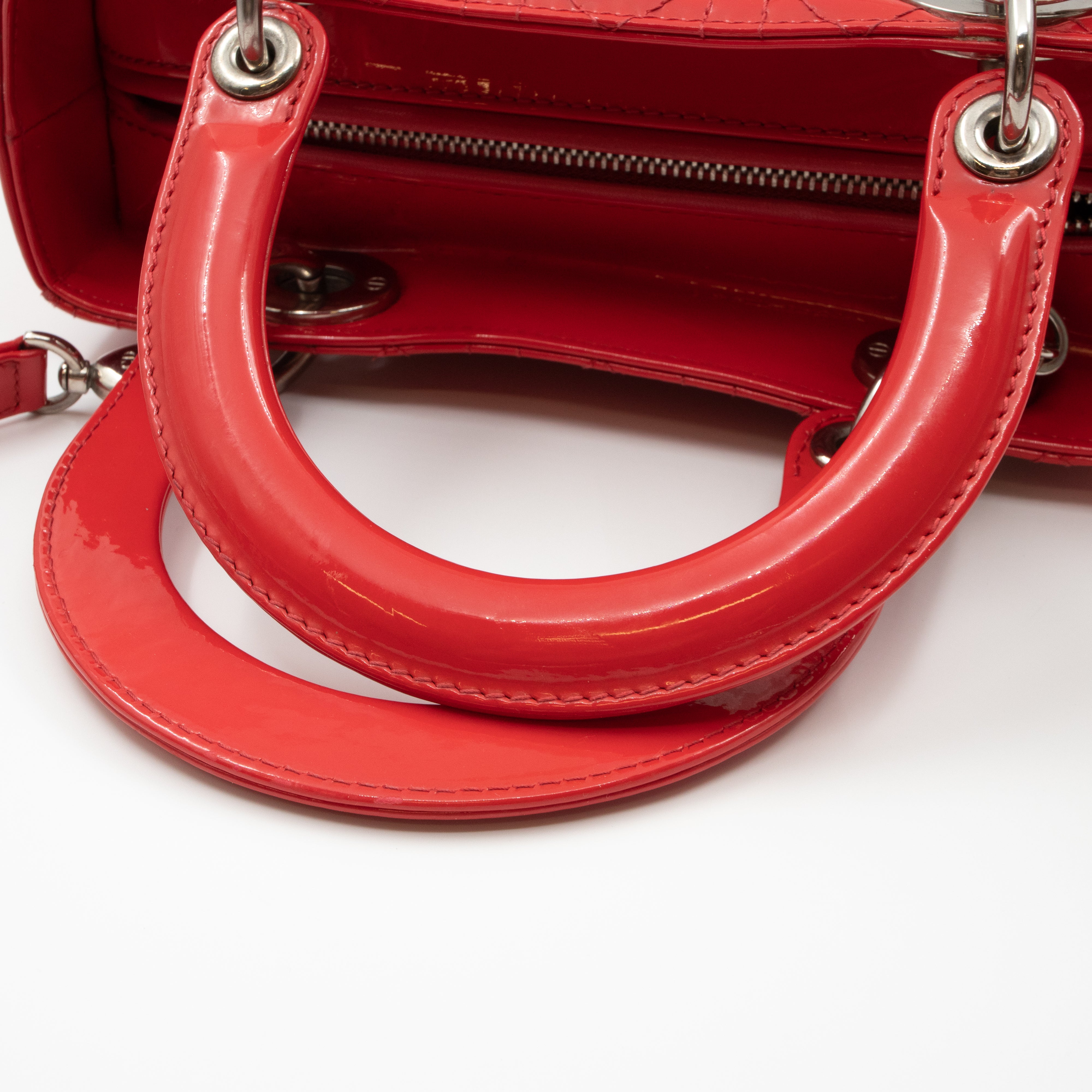 Lady Dior Medium Coral Patent Leather
