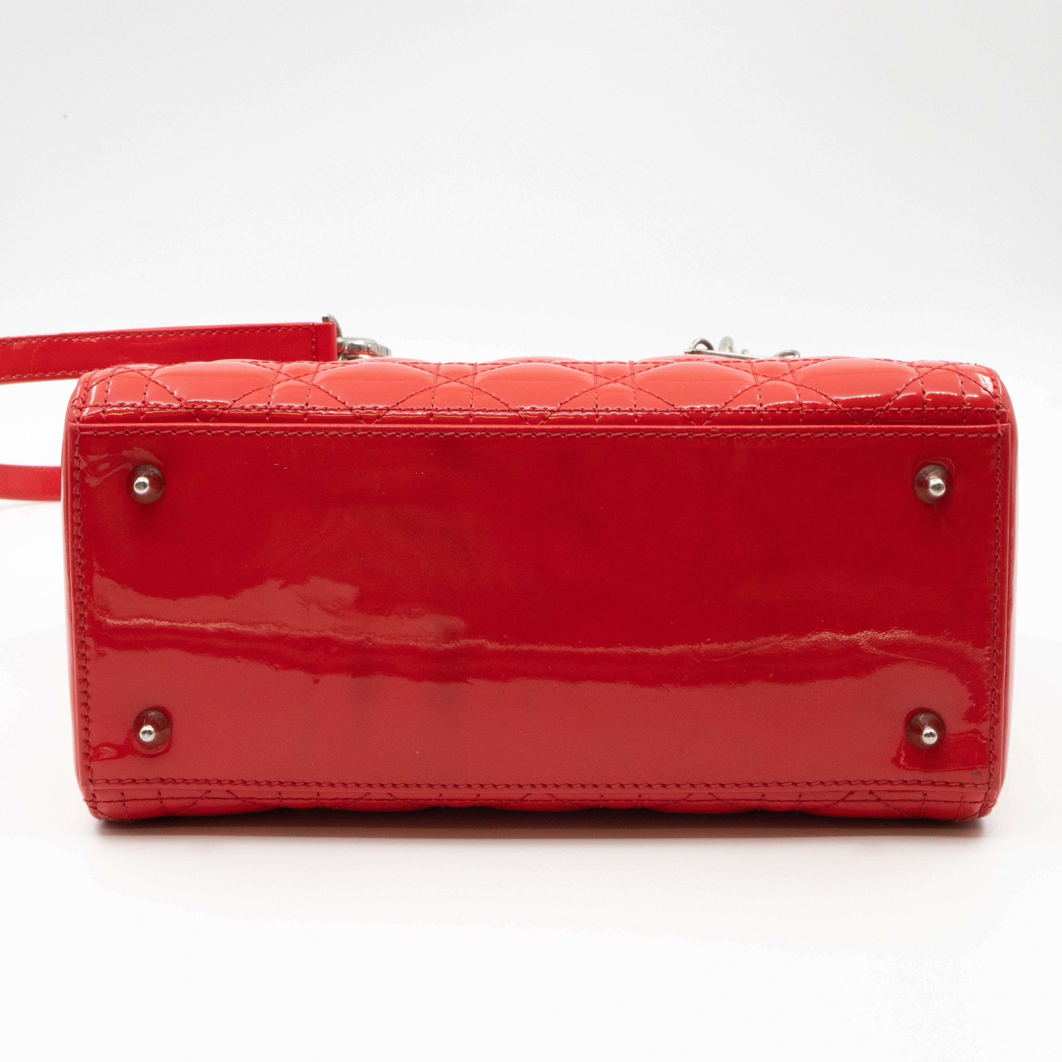 Lady Dior Medium Coral Patent Leather