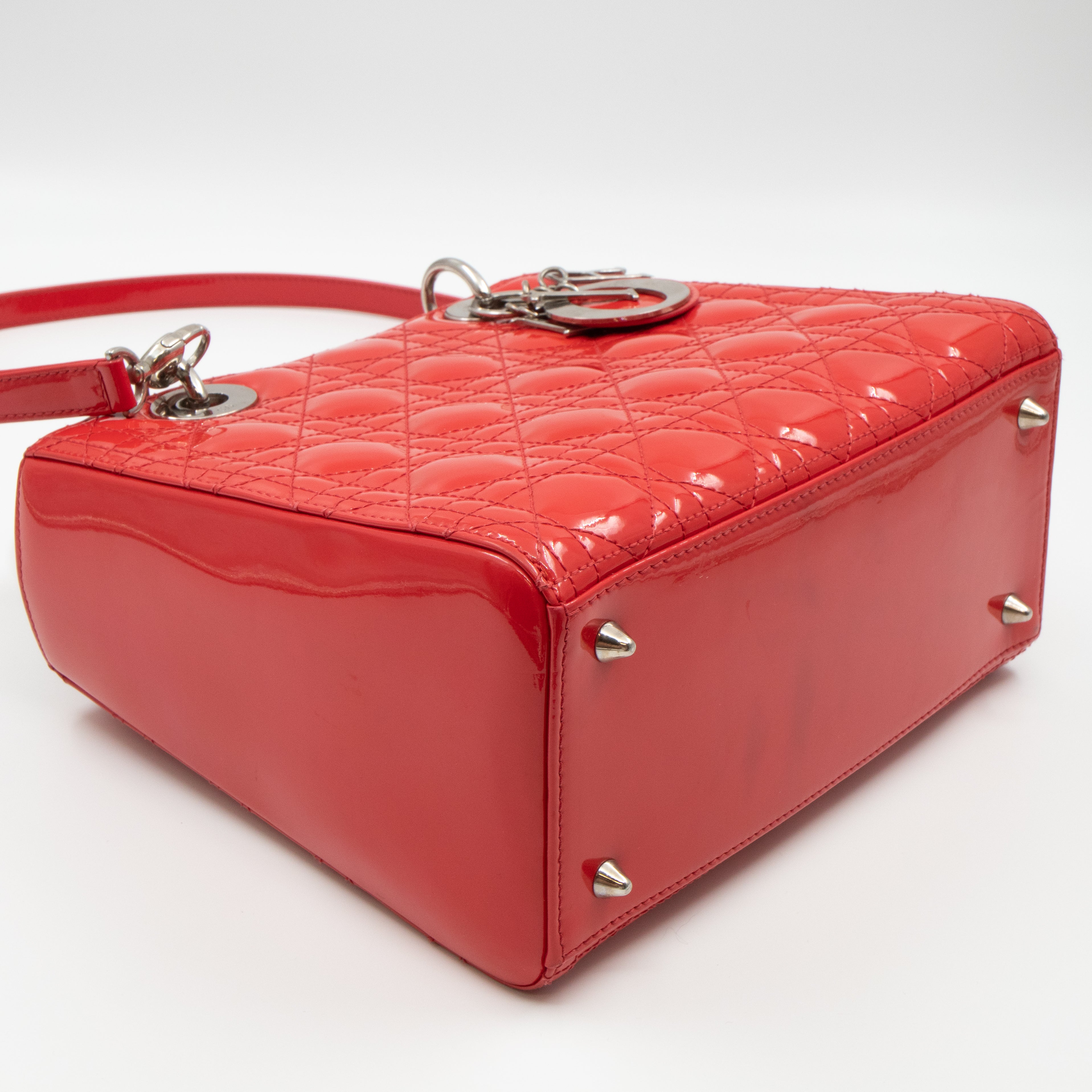 Lady Dior Medium Coral Patent Leather