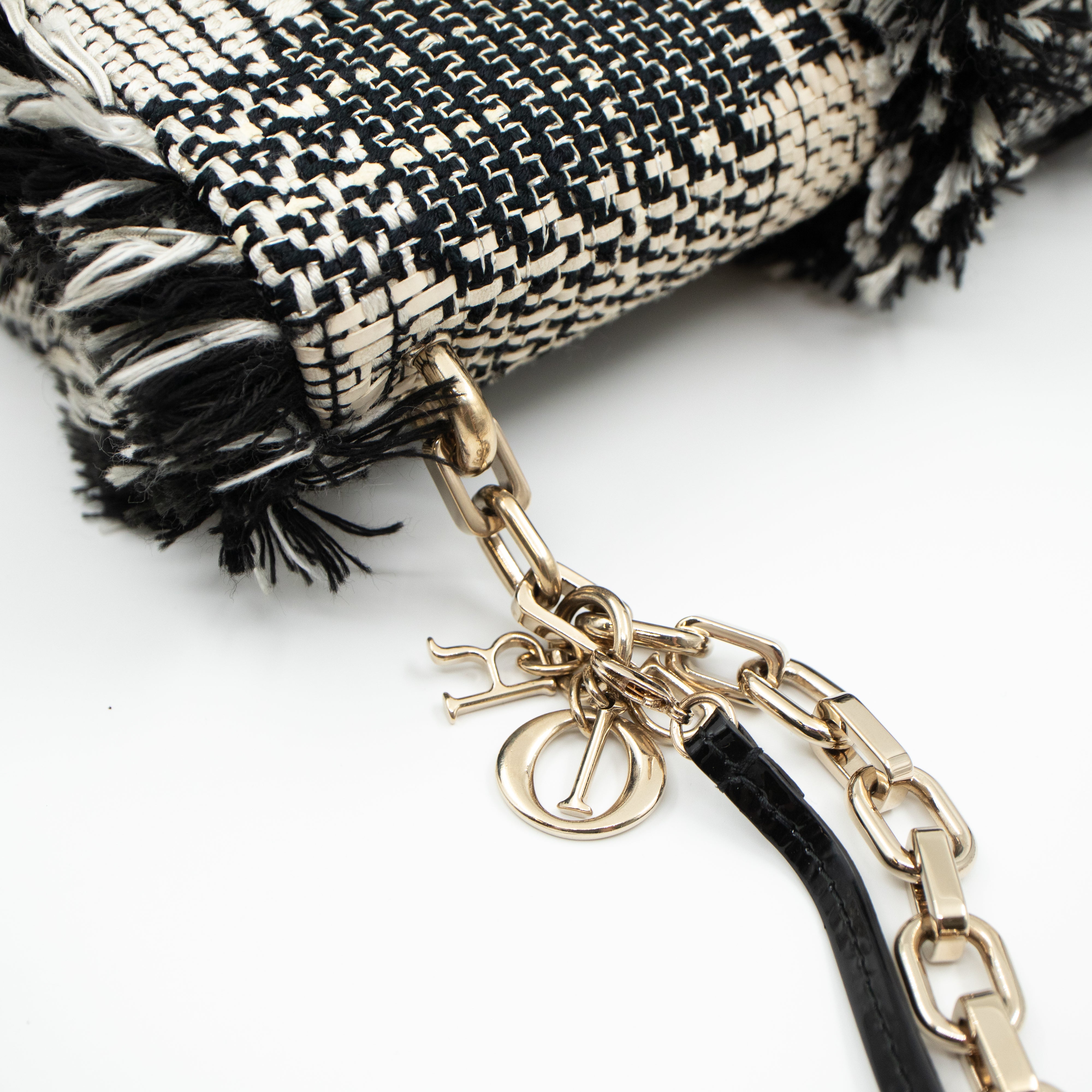 Miss Dior Flap Bag Black White Tweed