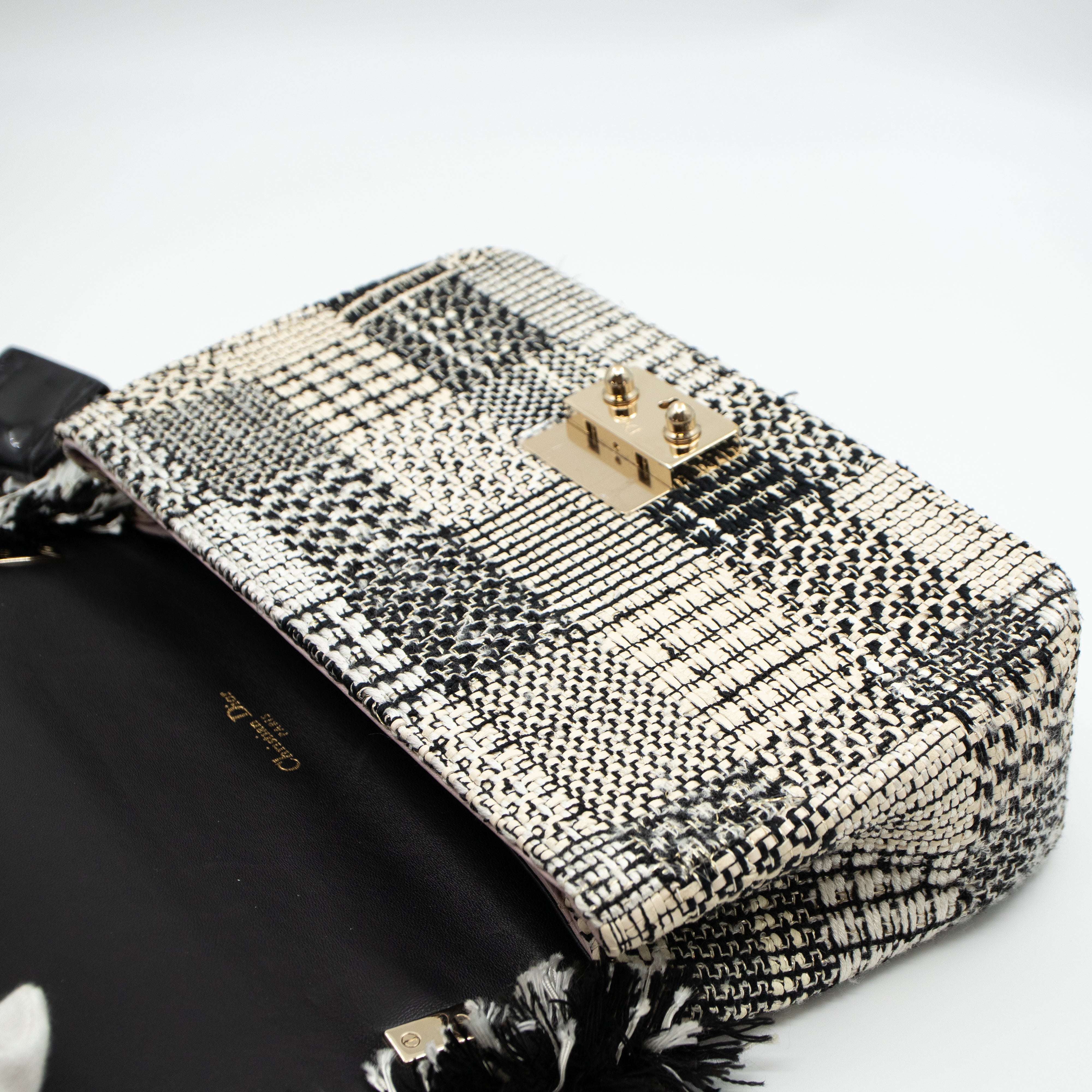 Miss Dior Flap Bag Black White Tweed