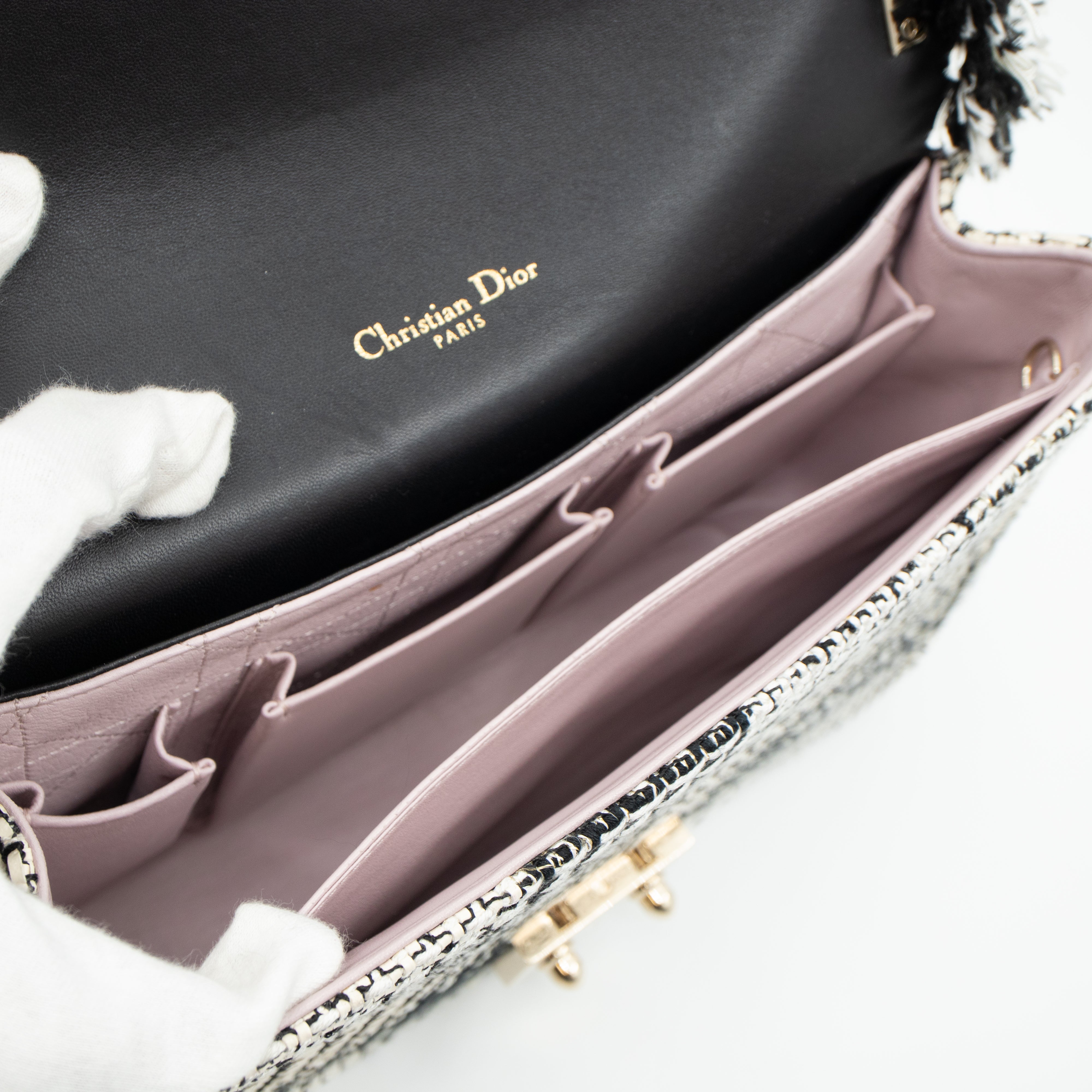 Miss Dior Flap Bag Black White Tweed