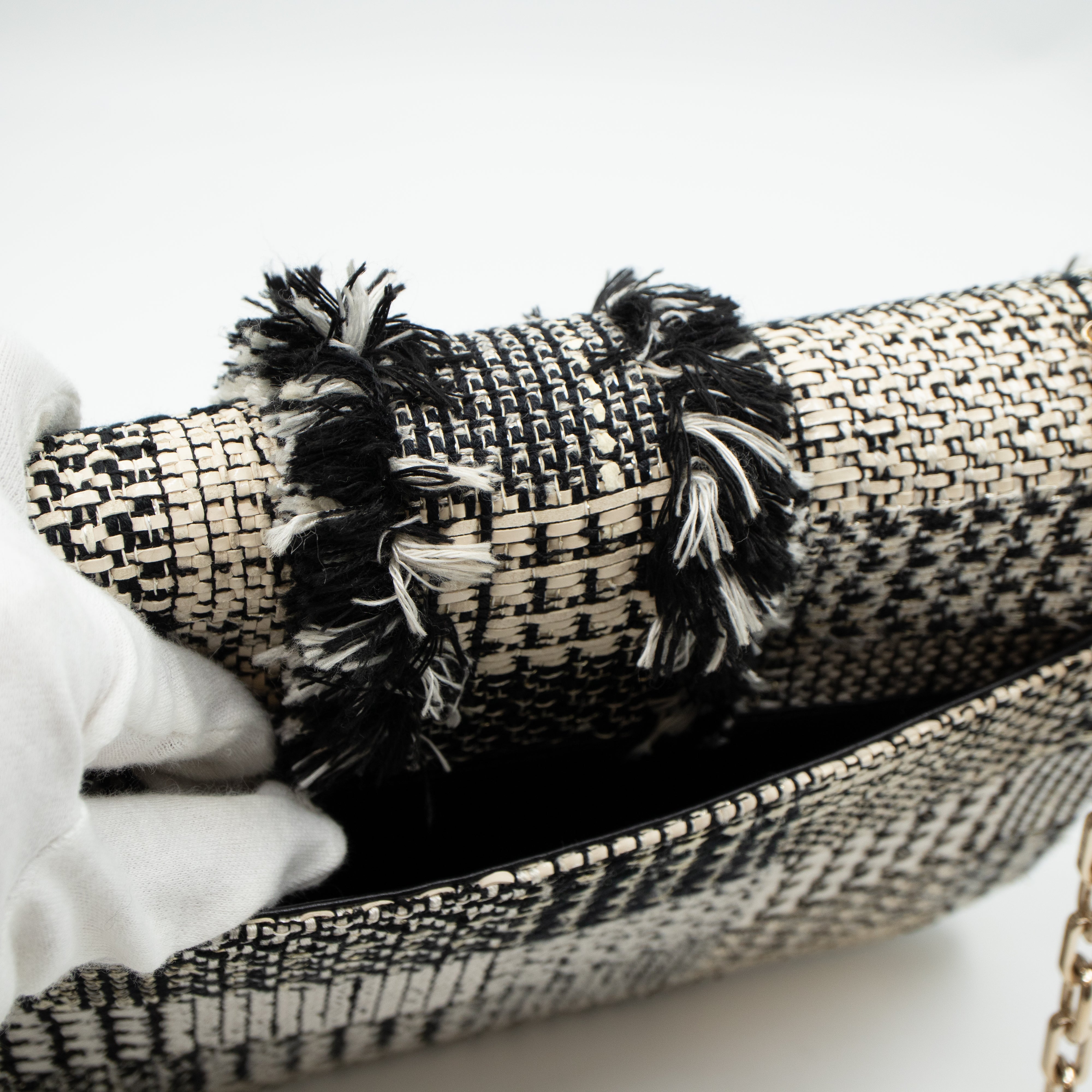 Miss Dior Flap Bag Black White Tweed