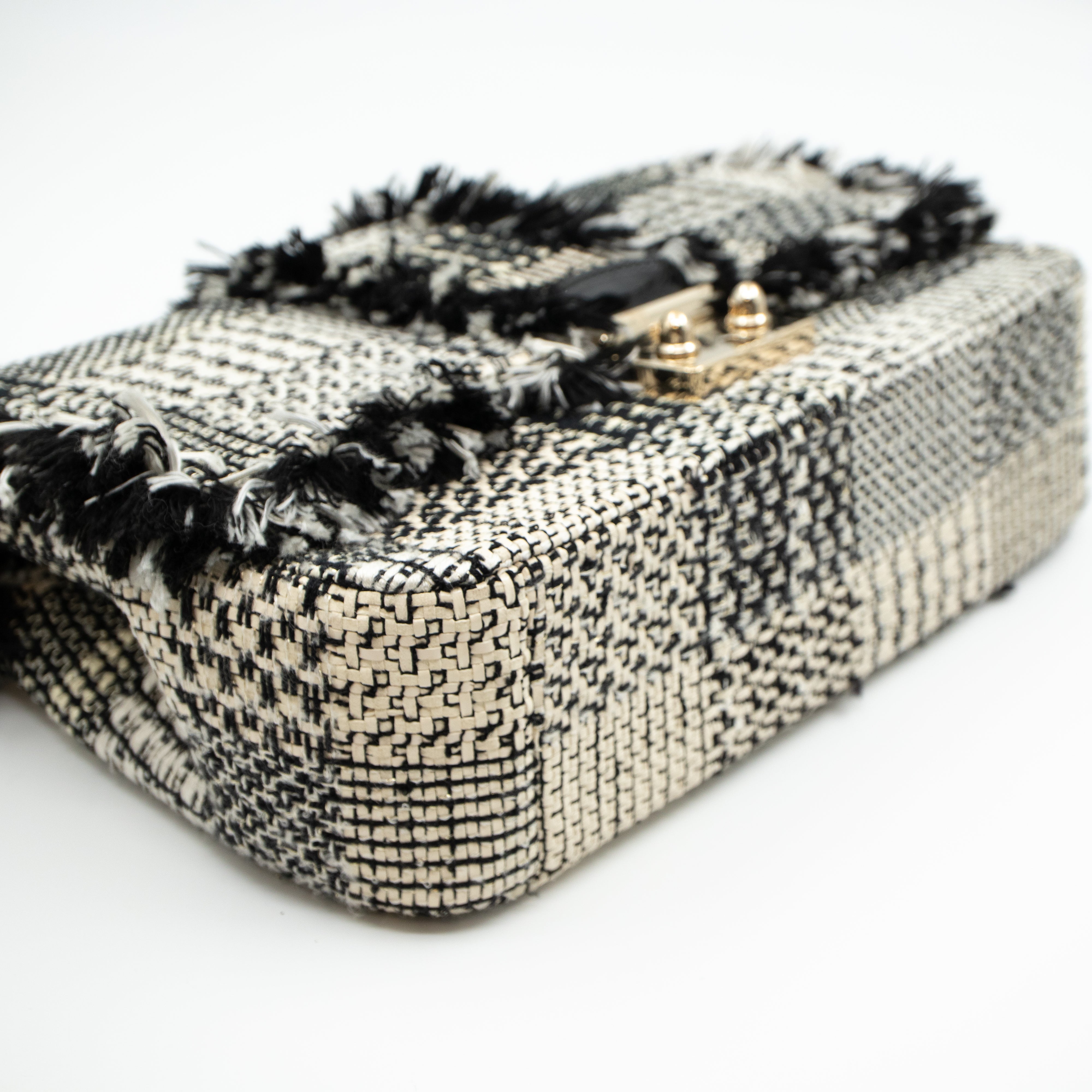 Miss Dior Flap Bag Black White Tweed