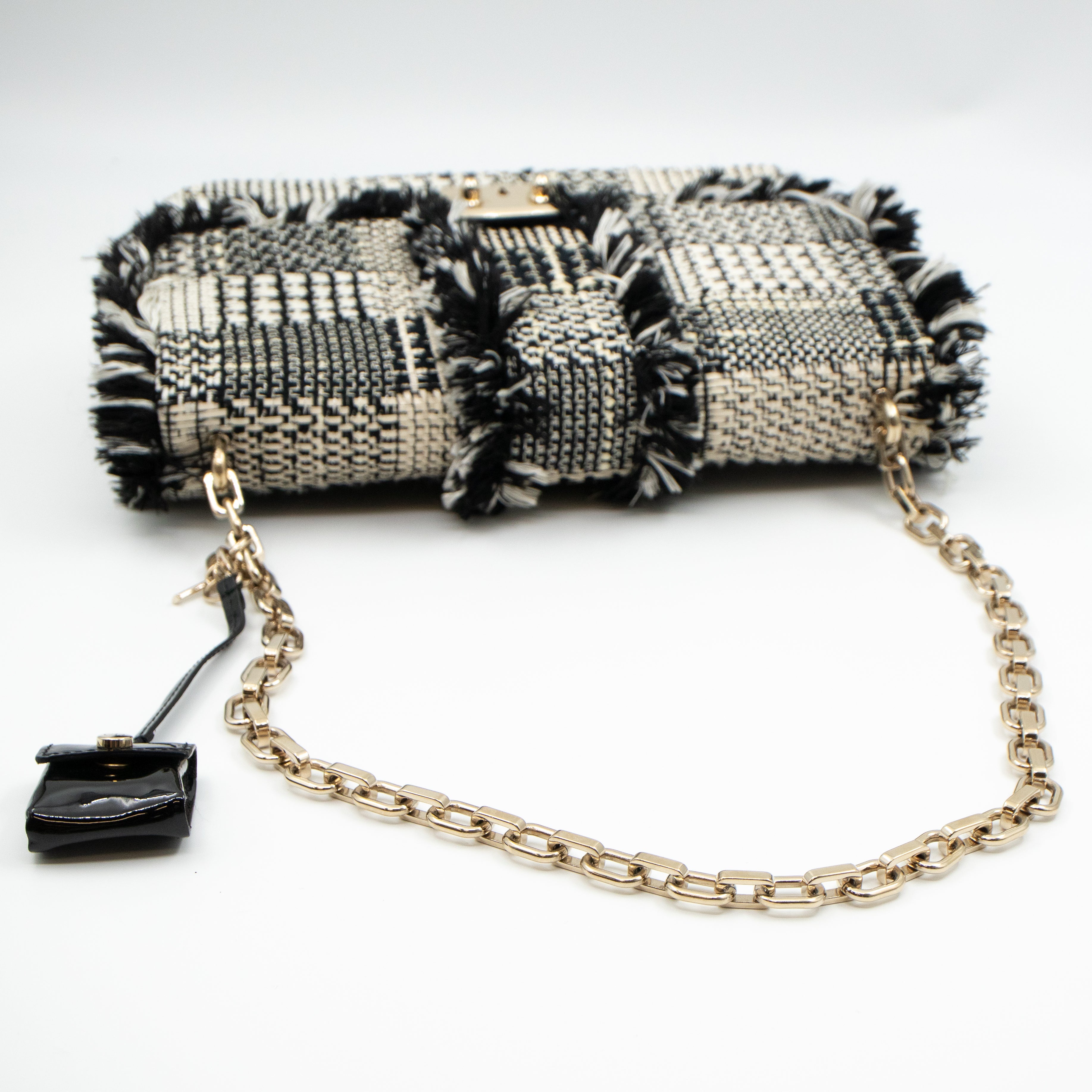 Miss Dior Flap Bag Black White Tweed