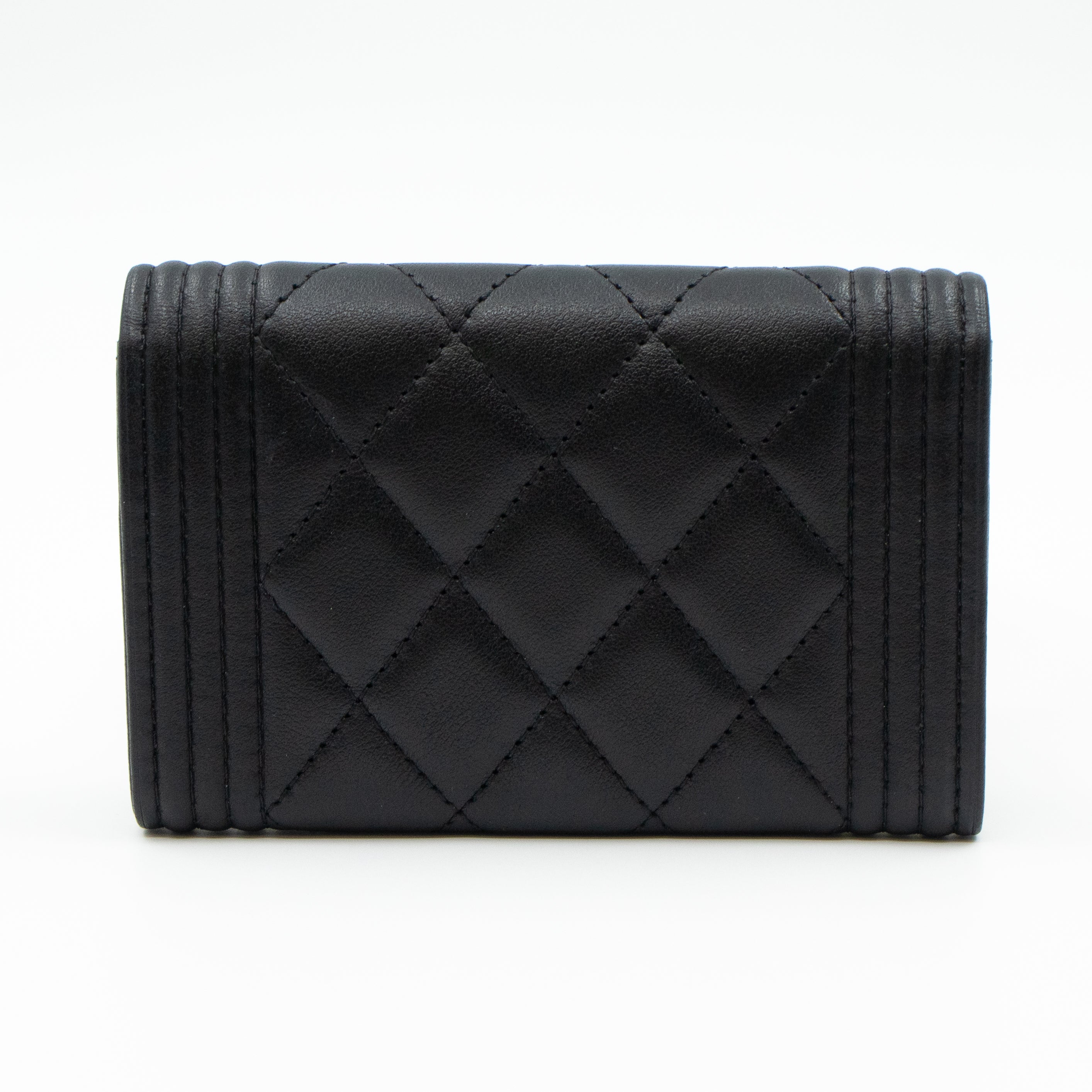 Boy Flap Card Case Black Leather