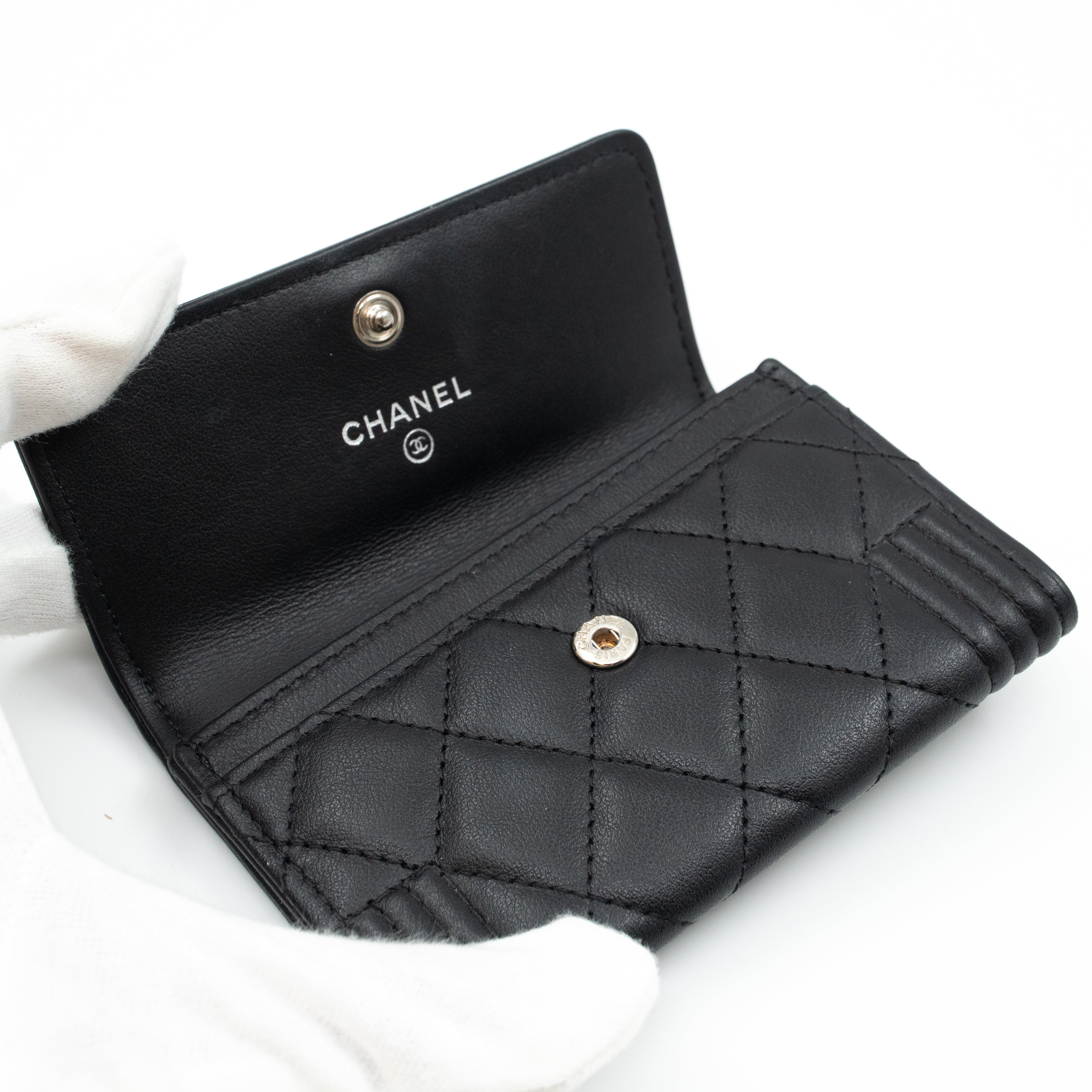 Boy Flap Card Case Black Leather