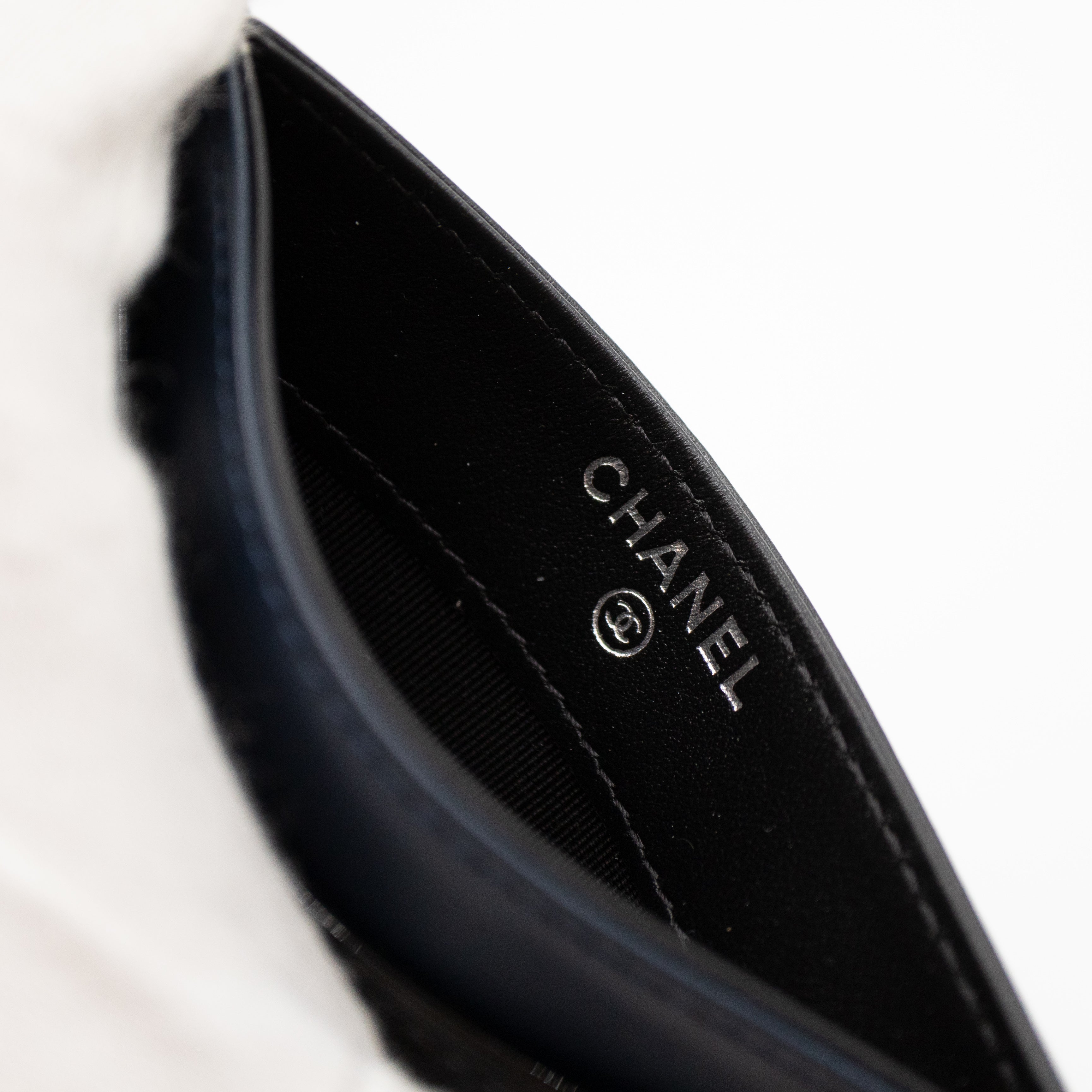 Card Holder Black Blue Patent Leather