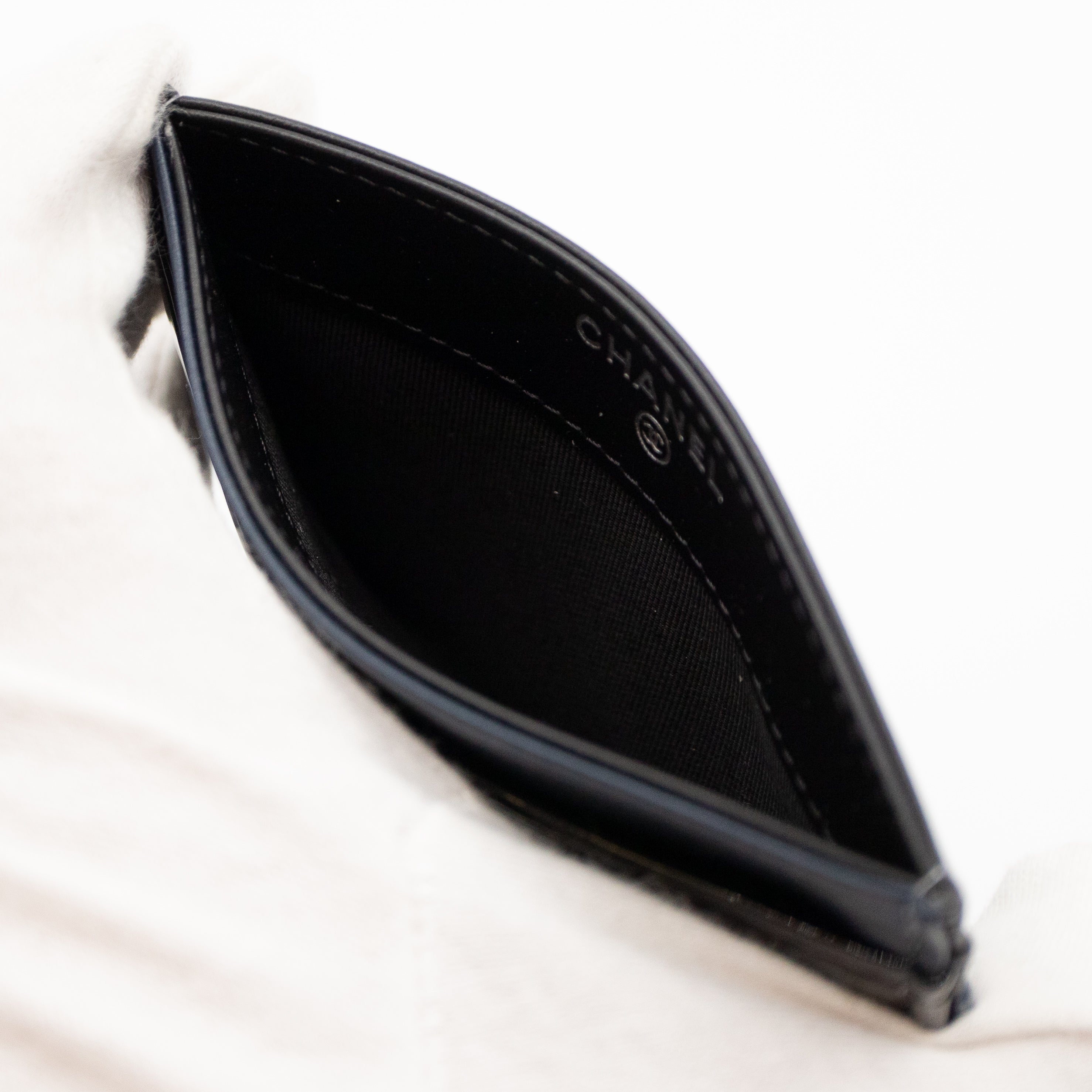 Card Holder Black Blue Patent Leather