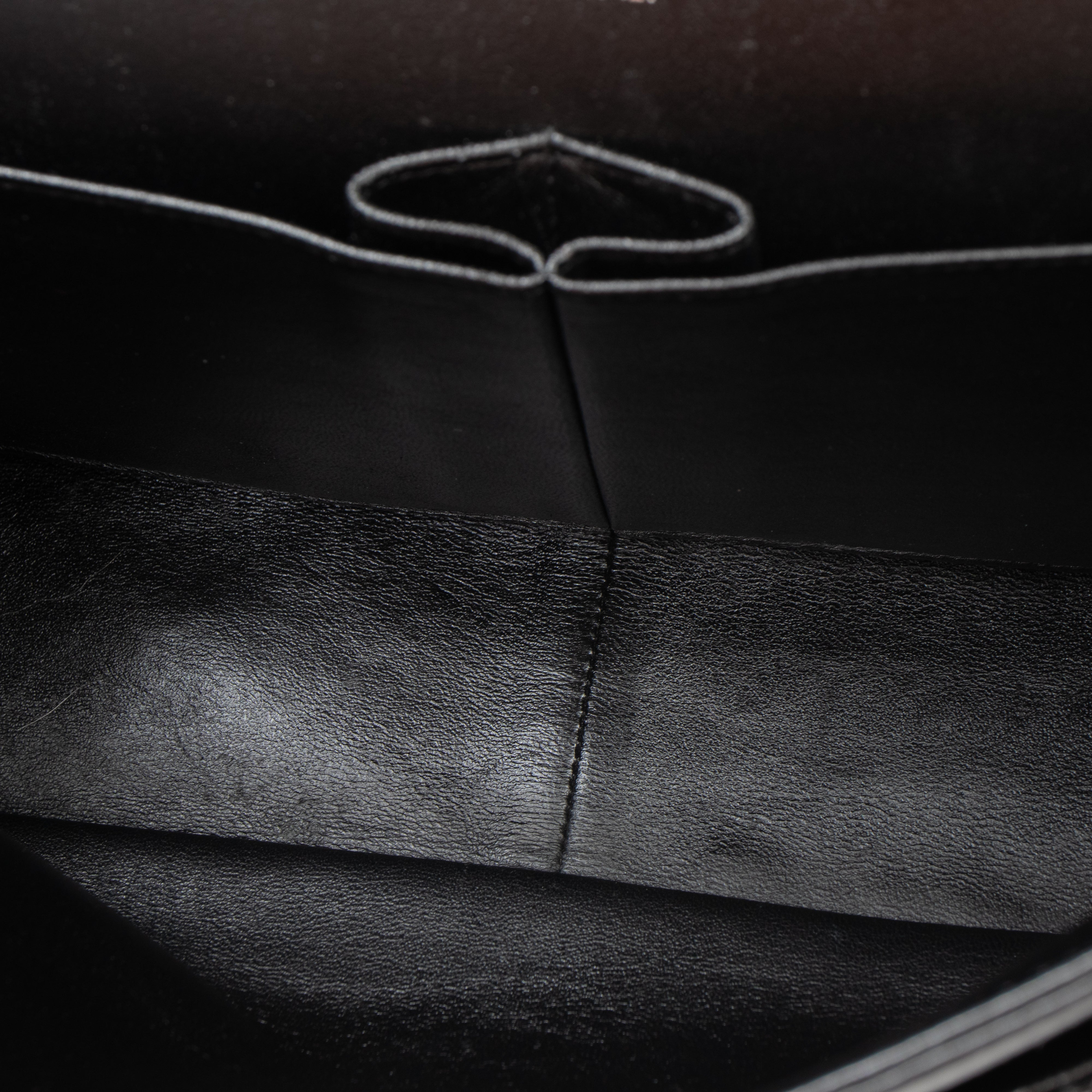 Classic Double Flap Jumbo Black Patent Silver