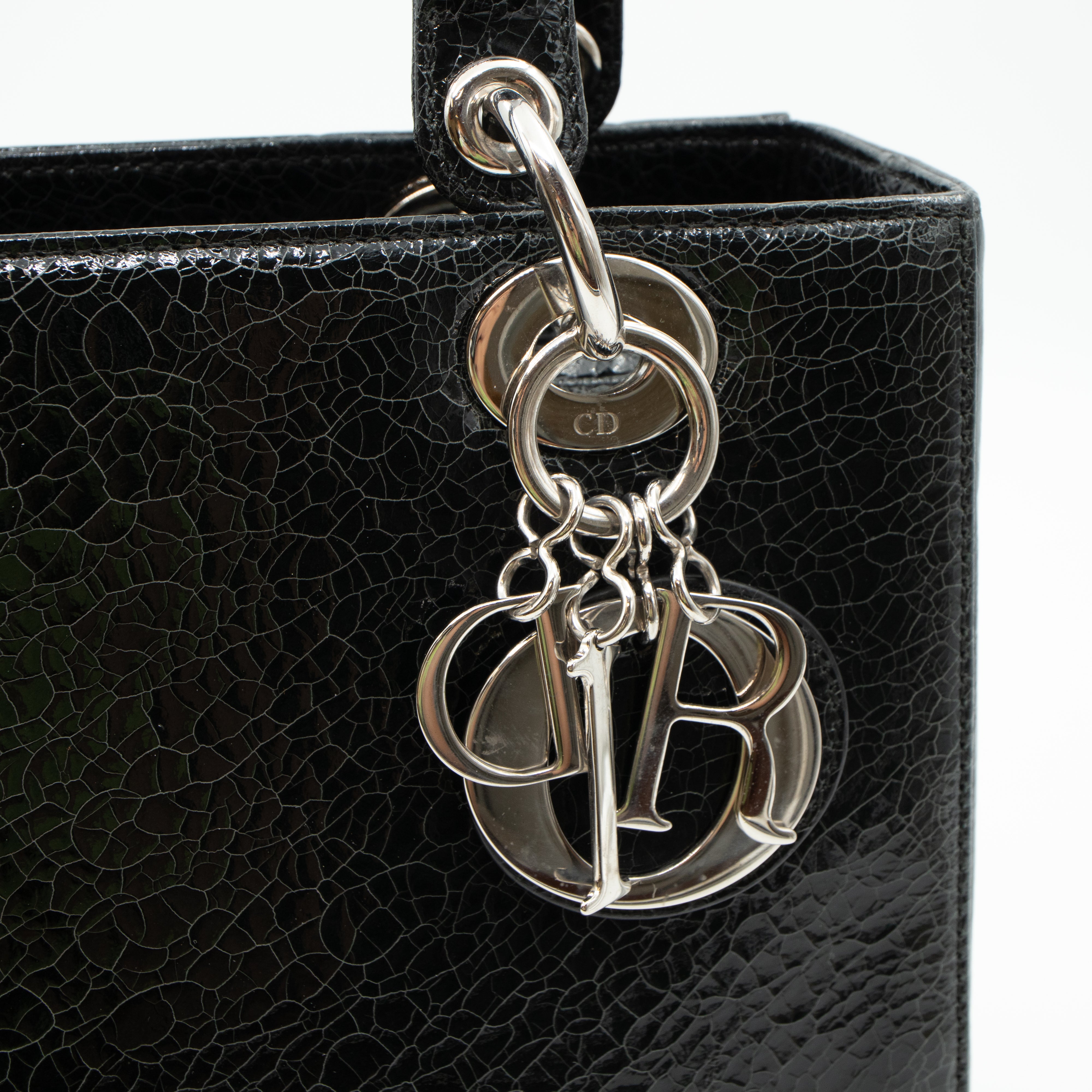 Lady Dior Medium Jeweled Swan Black Leather