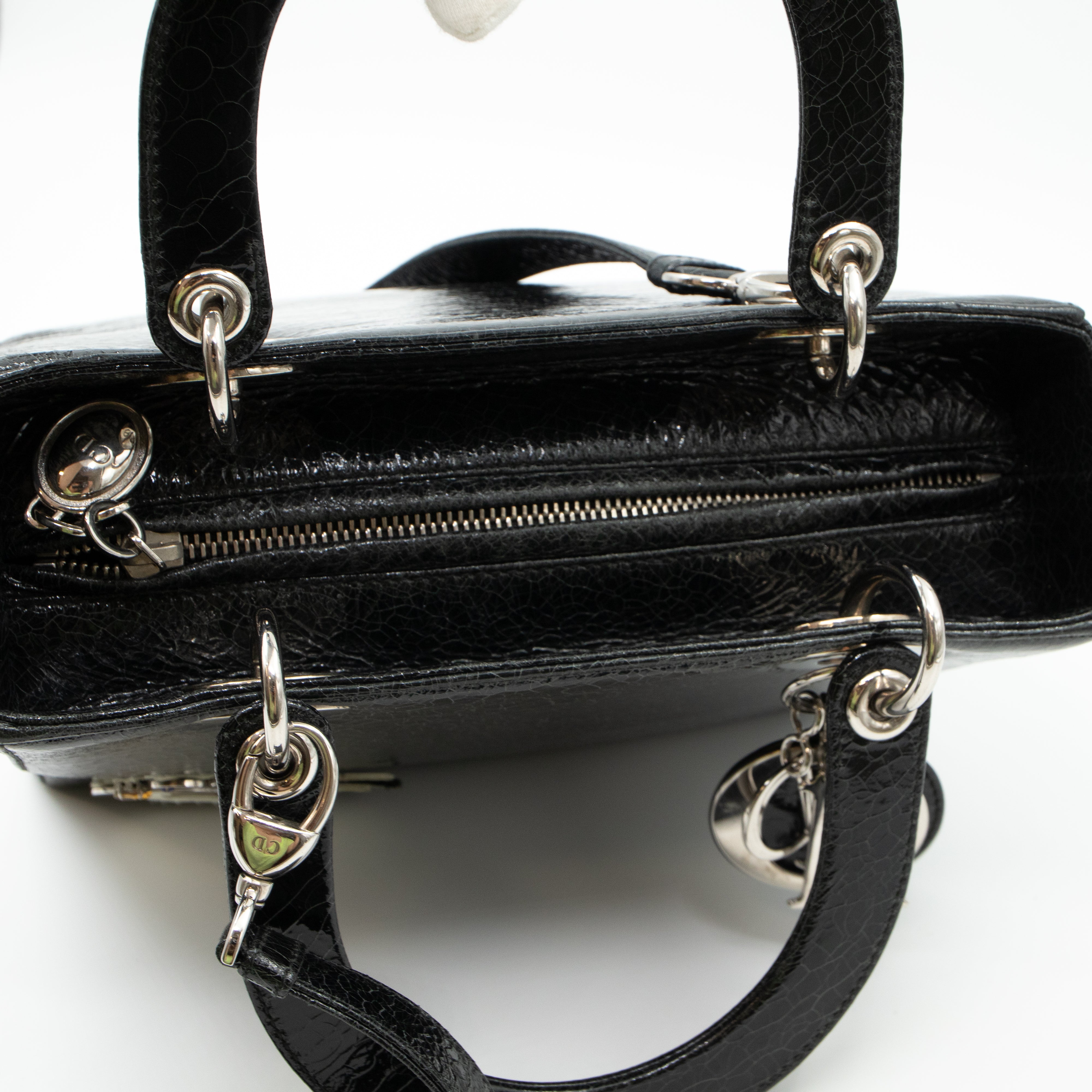 Lady Dior Medium Jeweled Swan Black Leather