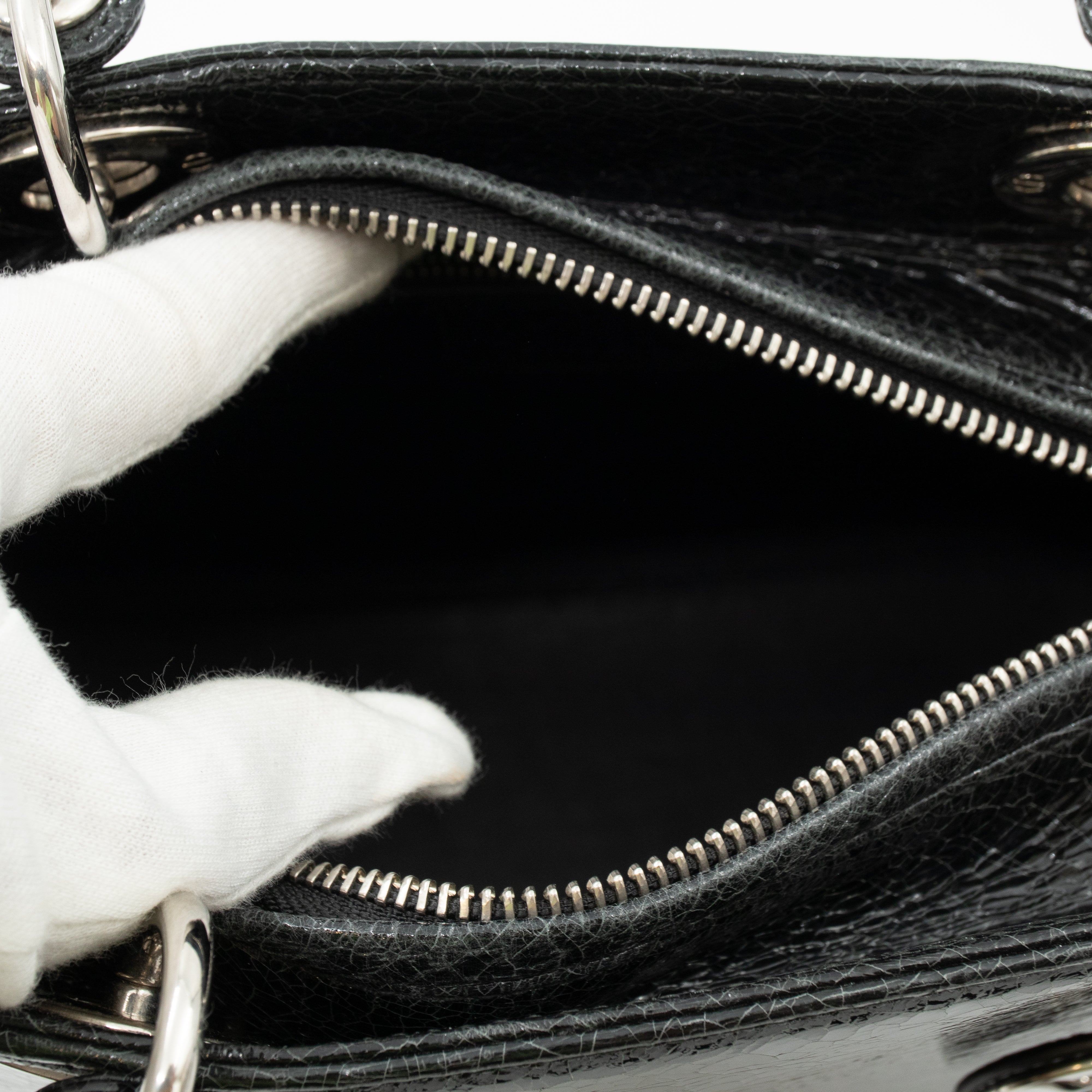 Lady Dior Medium Jeweled Swan Black Leather