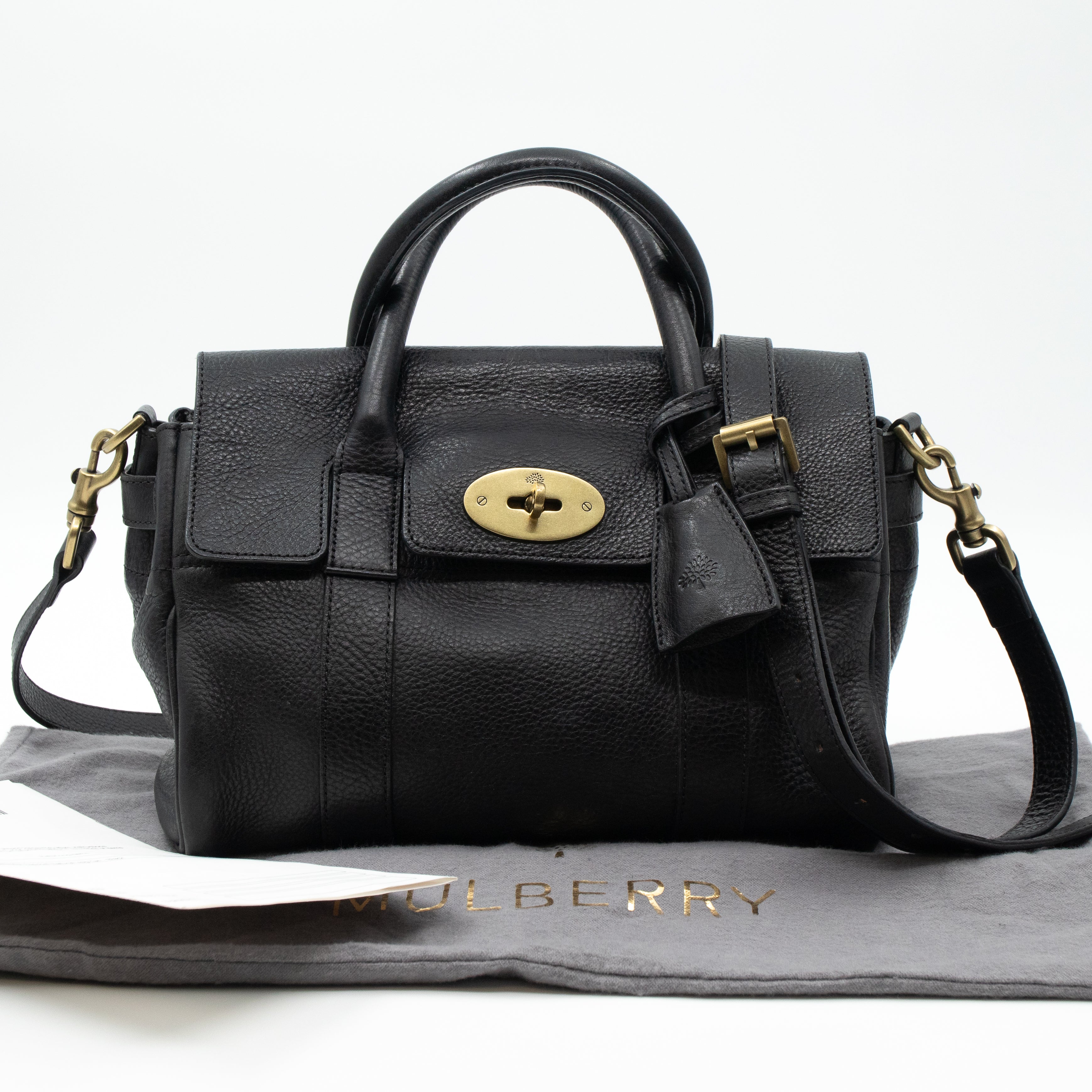 Small Bayswater Satchel Black Leather