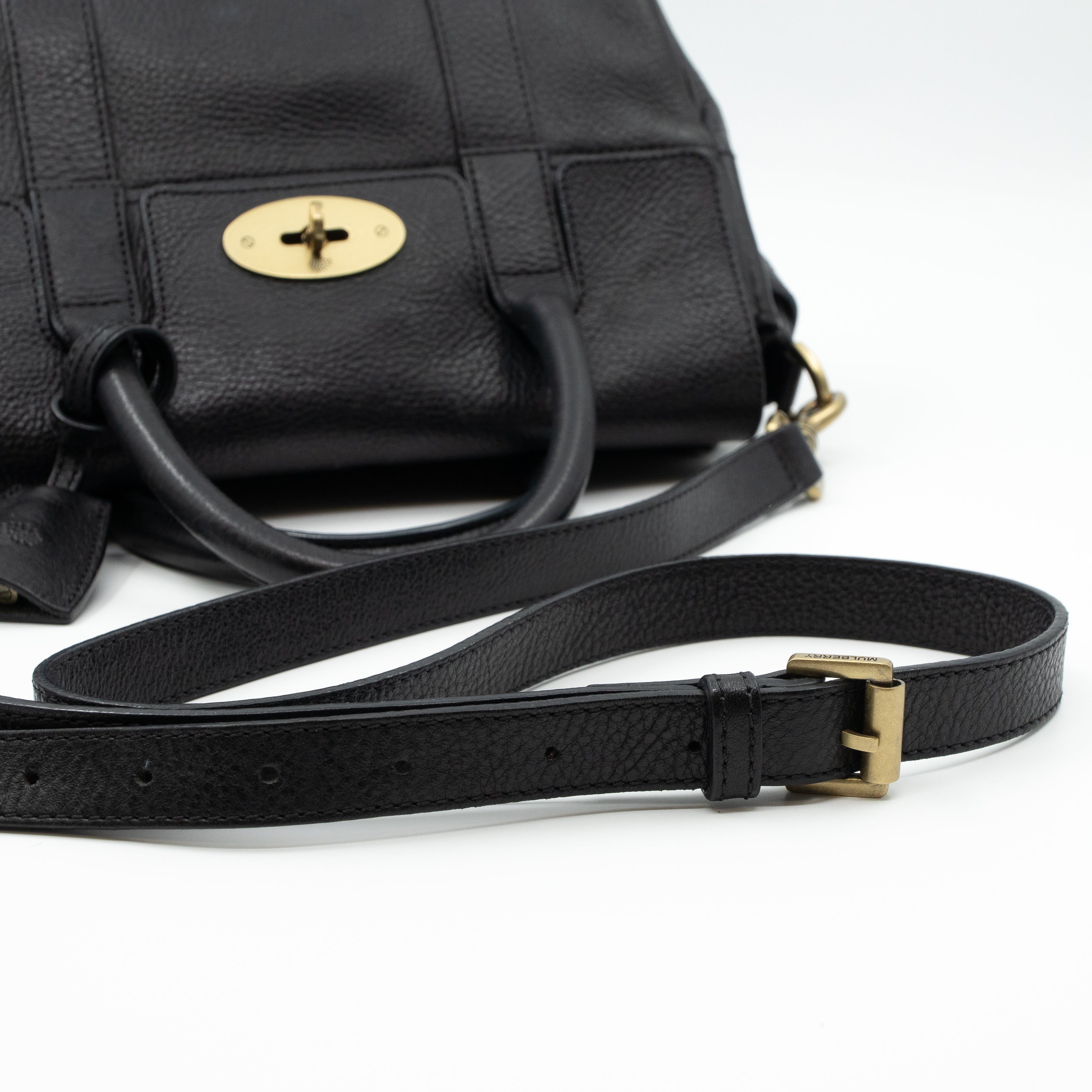 Small Bayswater Satchel Black Leather