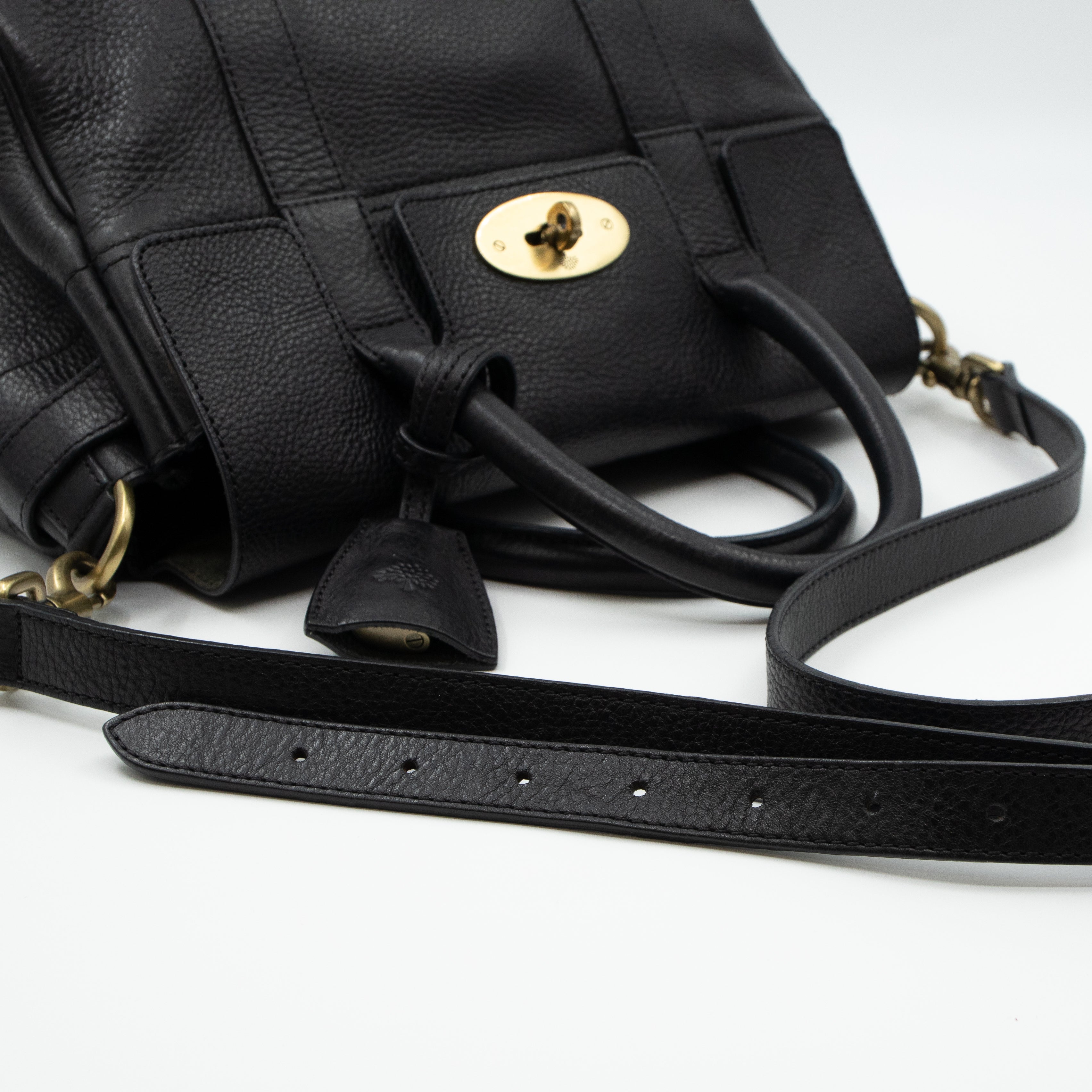 Small Bayswater Satchel Black Leather