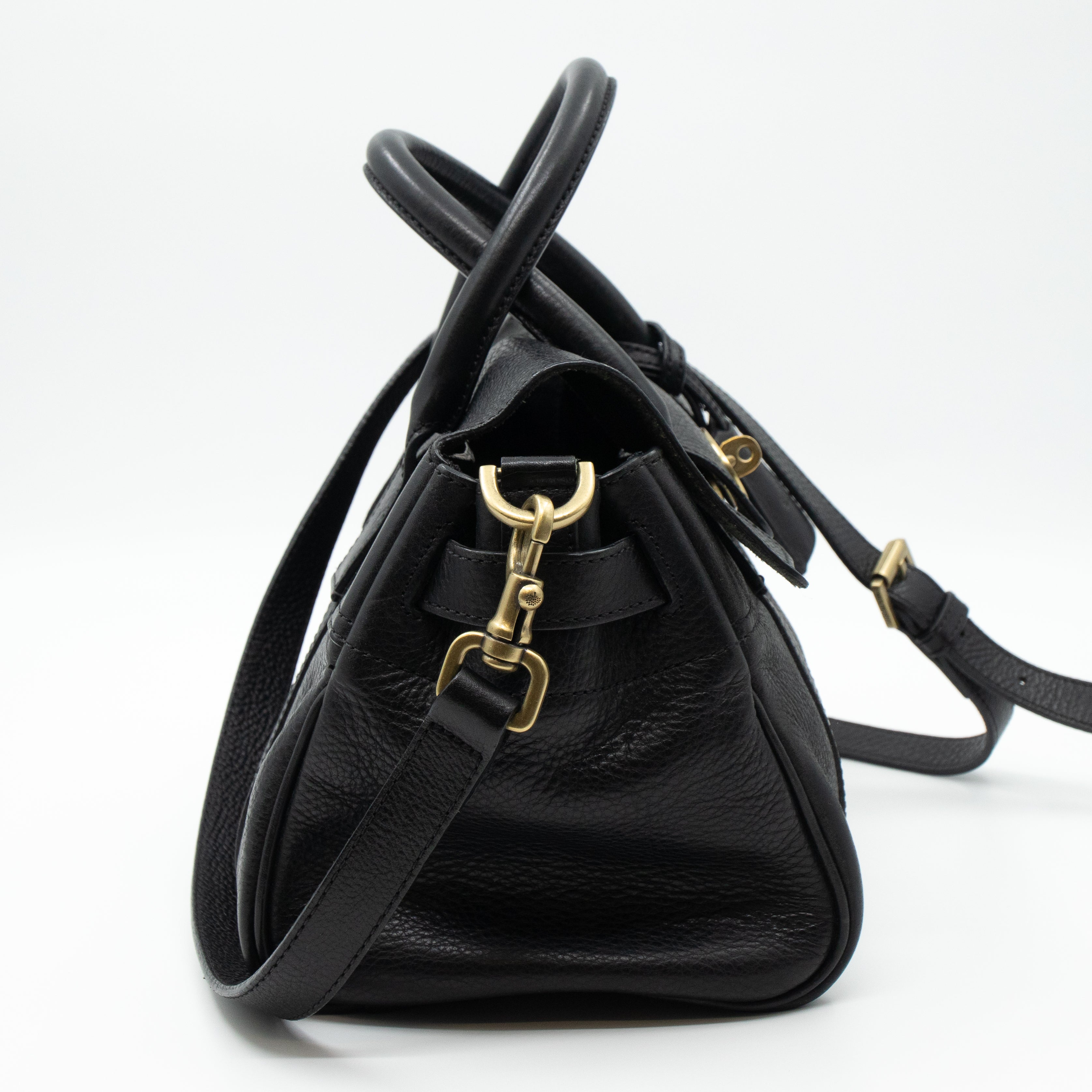 Small Bayswater Satchel Black Leather