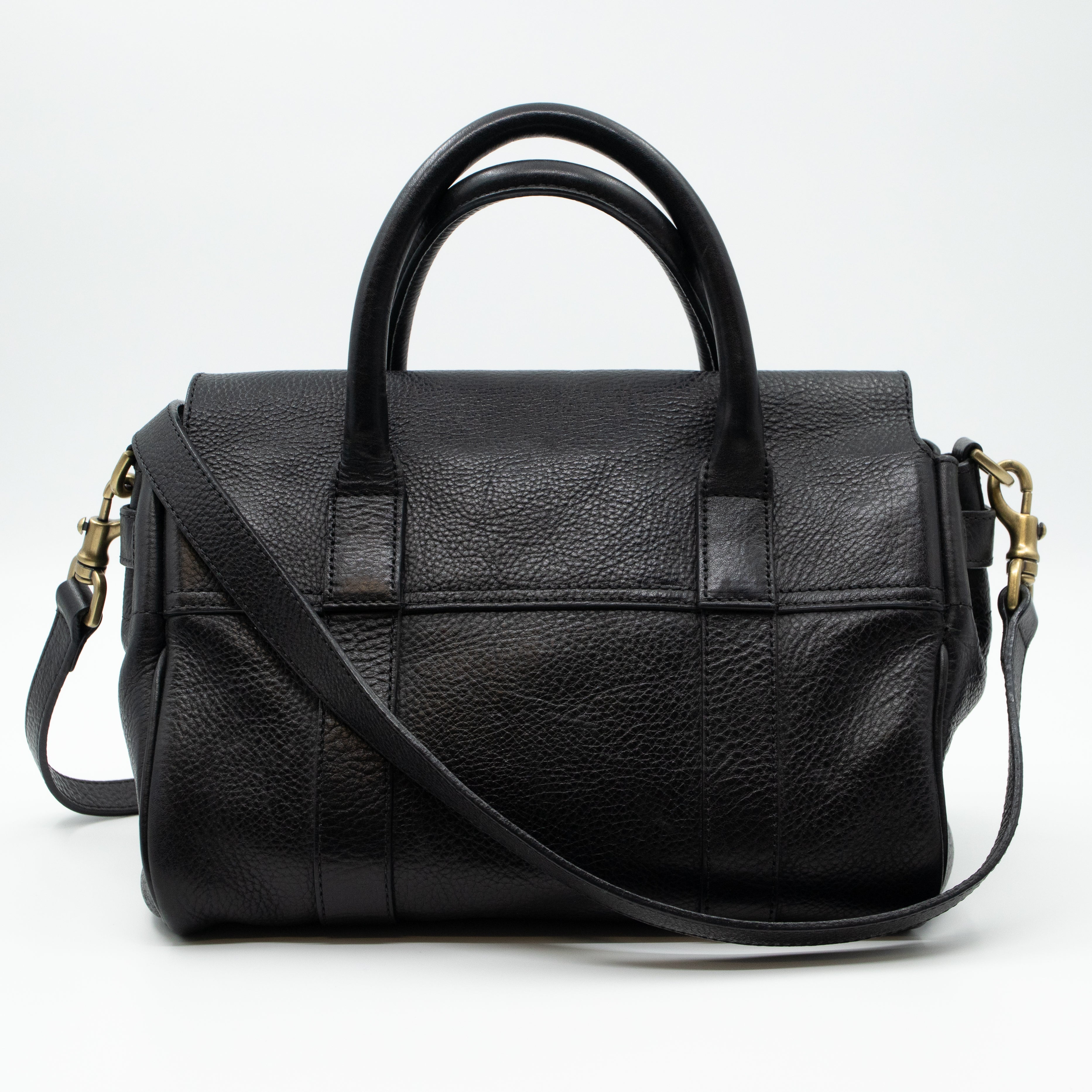 Small Bayswater Satchel Black Leather