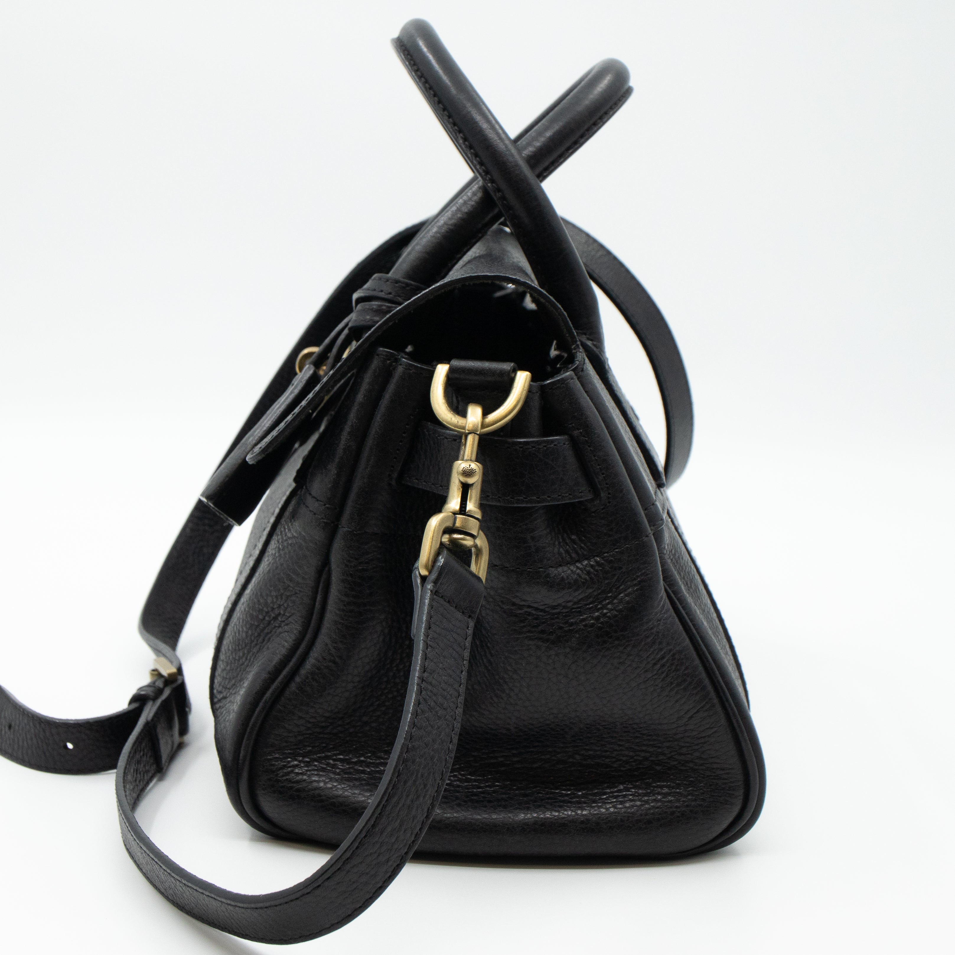 Small Bayswater Satchel Black Leather
